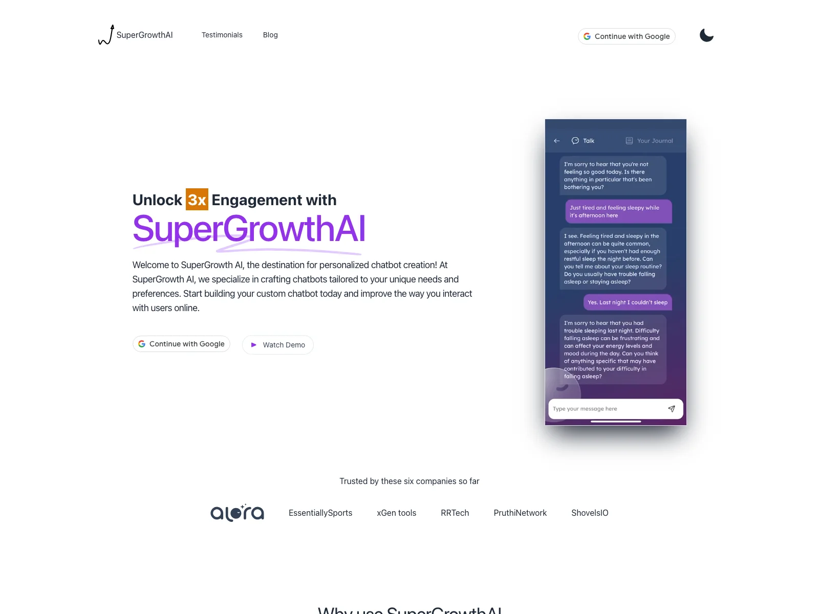 SuperGrowthAI: Empowering Your Online Interactions with AI-Powered Chatbots