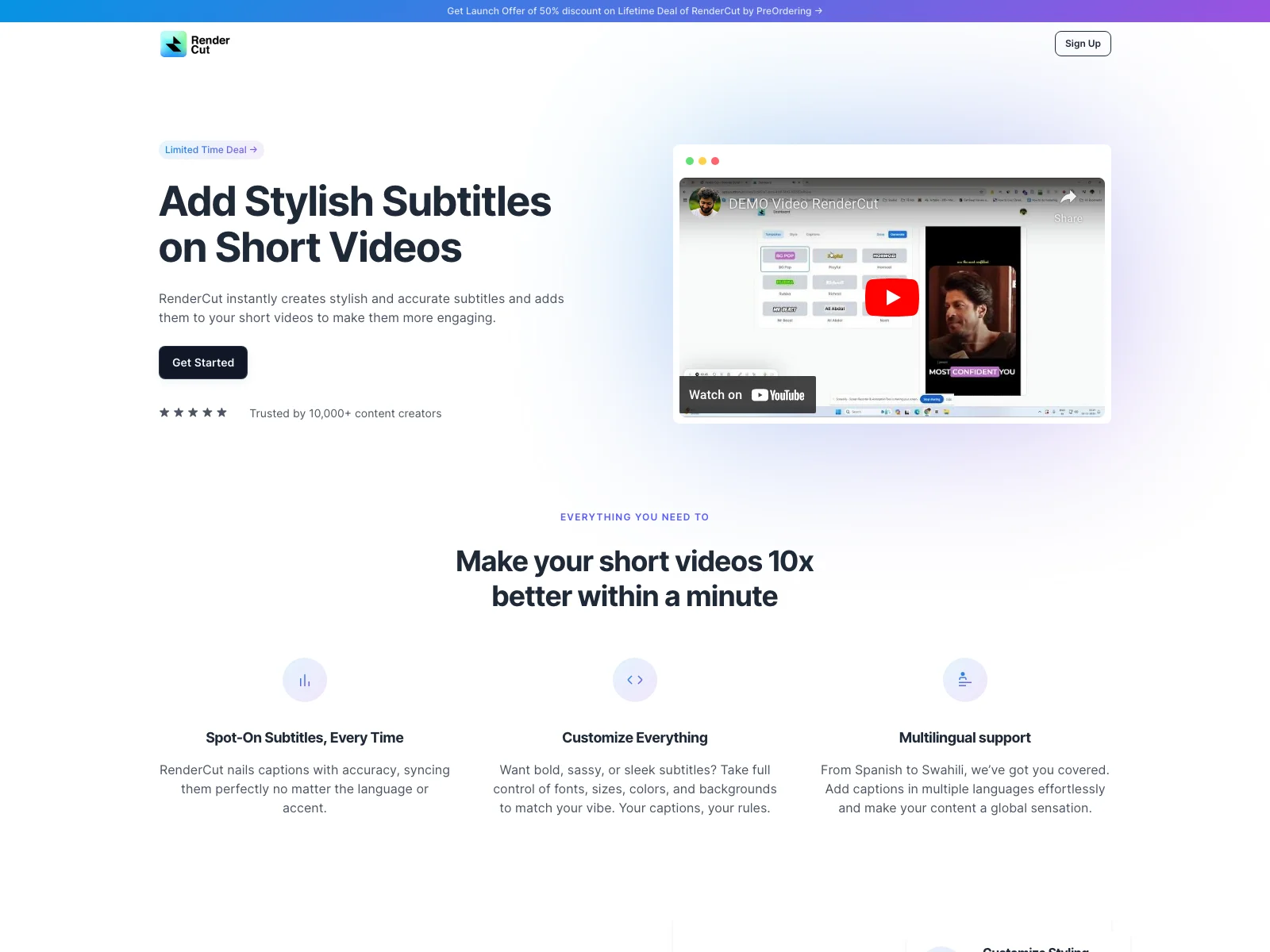 RenderCut: Transform Your Videos with Stylish Subtitles