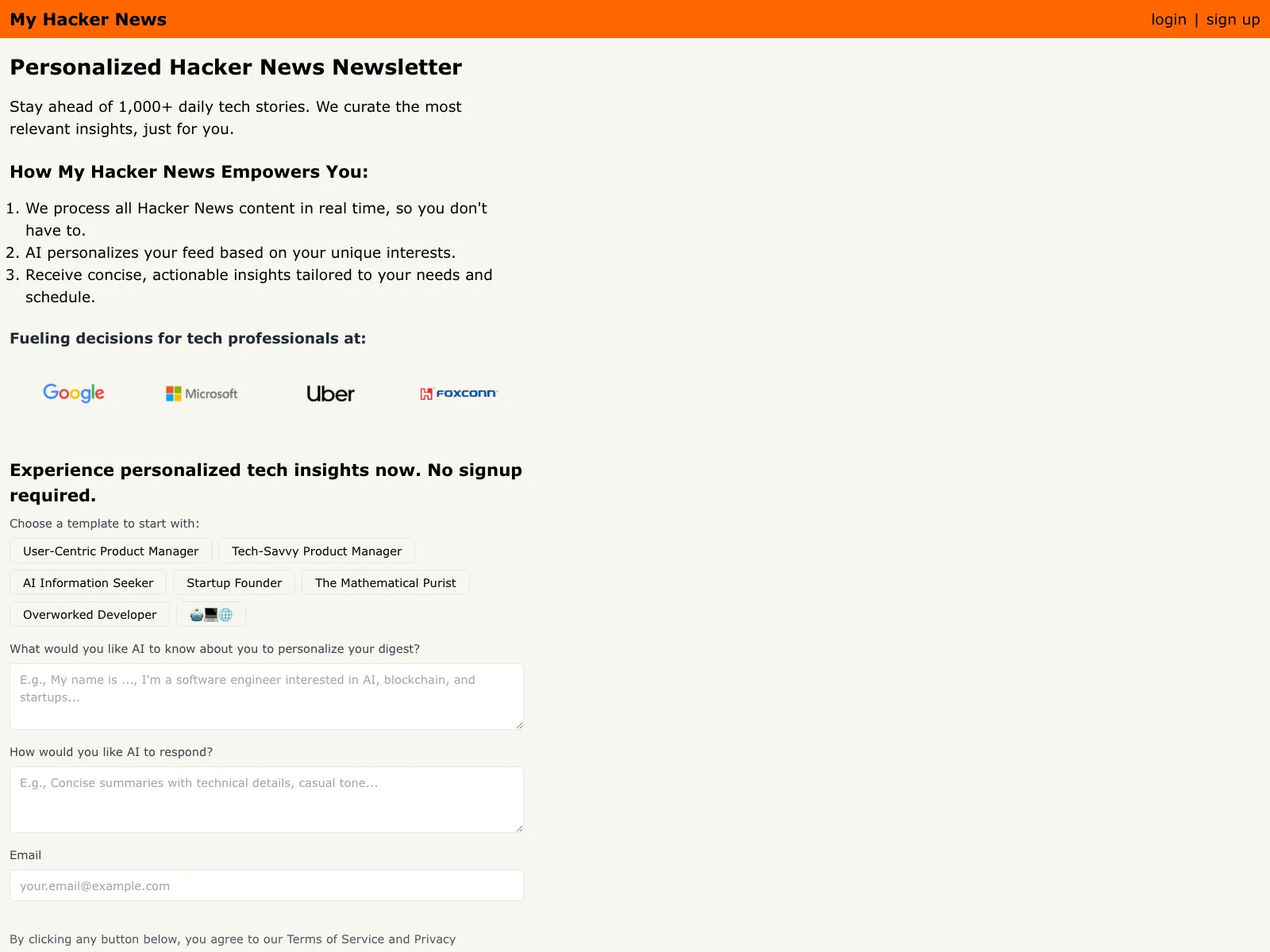 My Hacker News: Personalized Tech Insights with AI