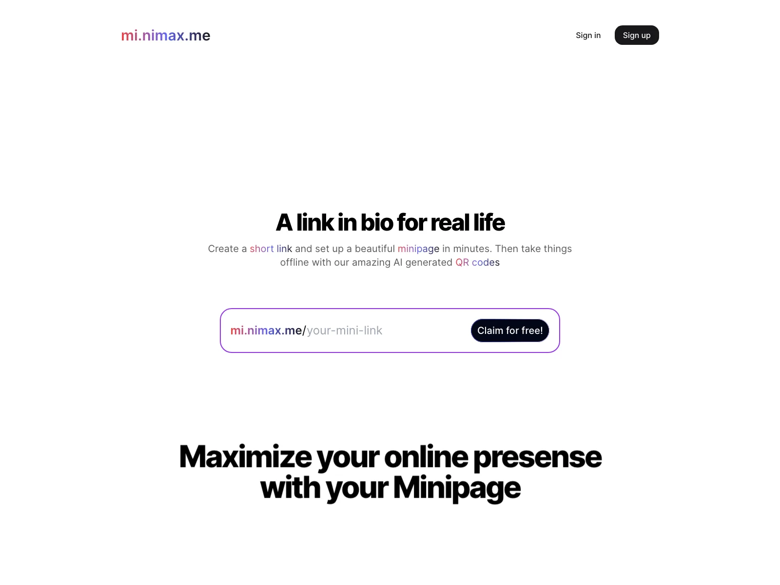 mi.nimax.me: Maximize Your Online Presence with AI