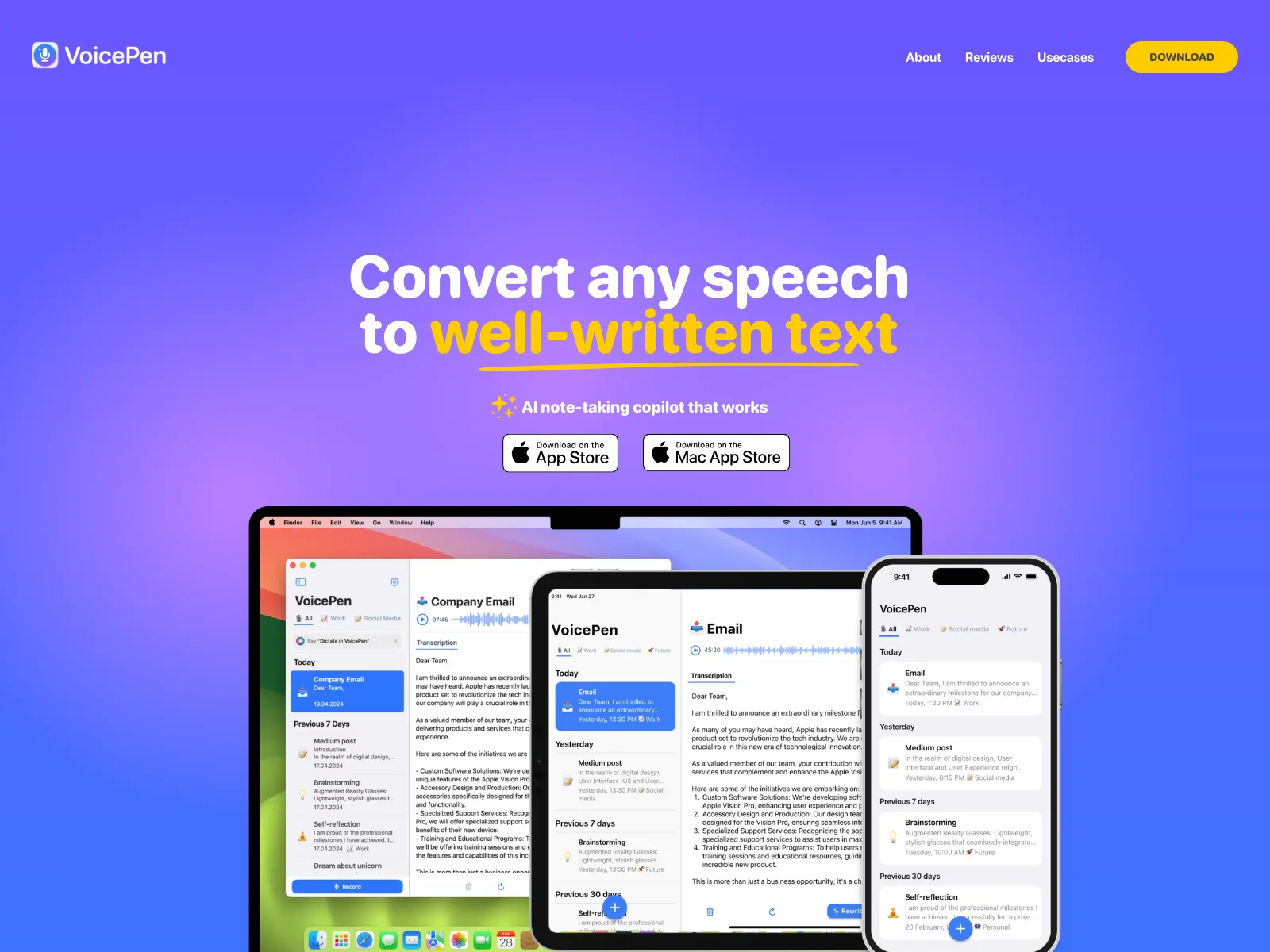 VoicePen - Transform Your Speech into Well-Written Text