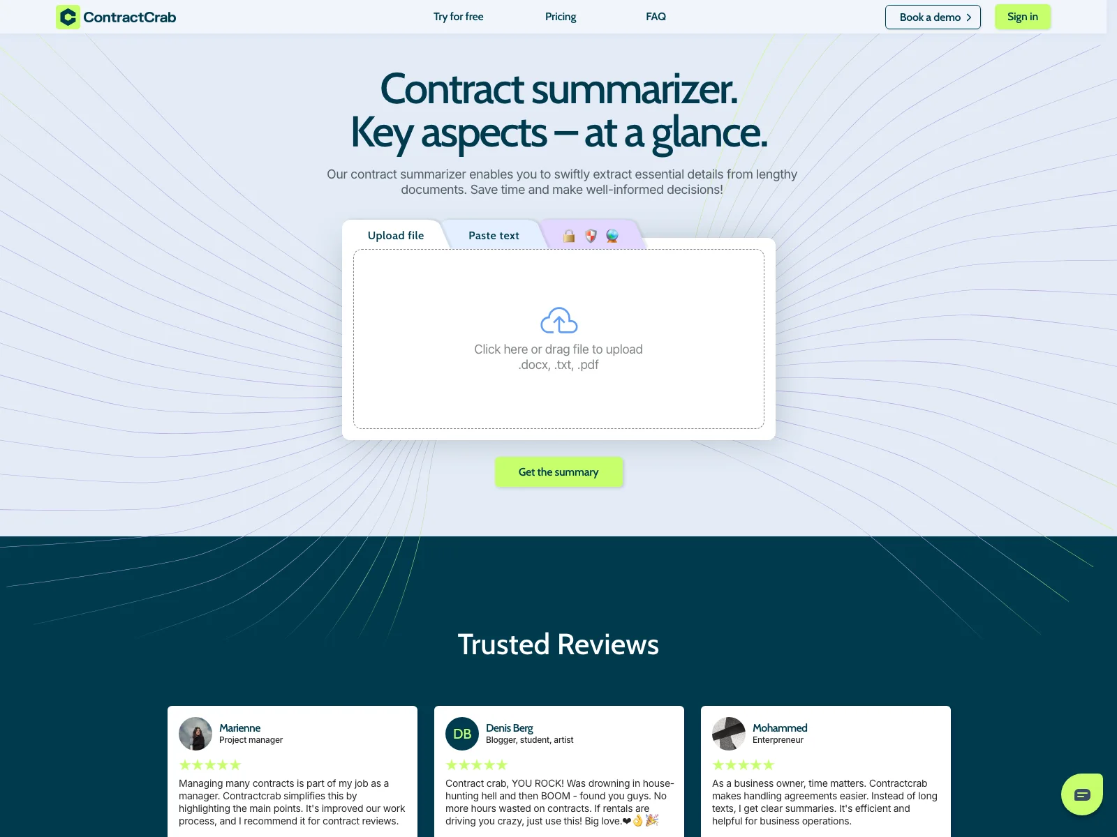 ContractCrab: Streamlining Contract Summarization with AI