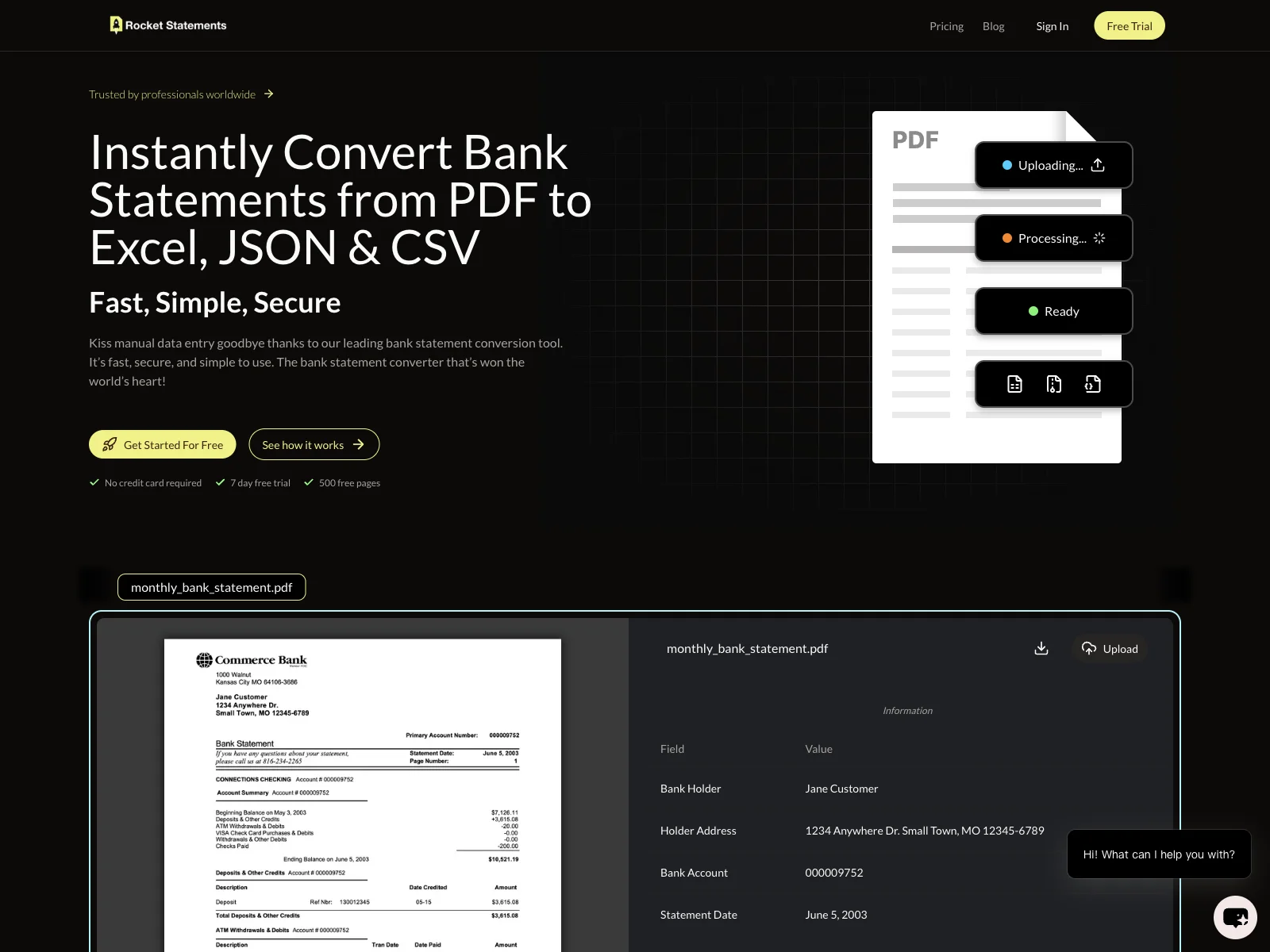 Rocket Statement: Instant Bank Statement Conversion