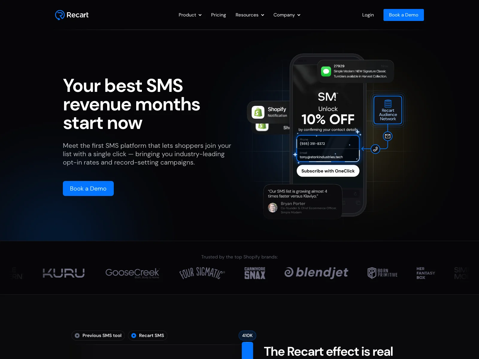 Recart: Supercharge Your Shopify Brand's SMS Marketing & List Growth