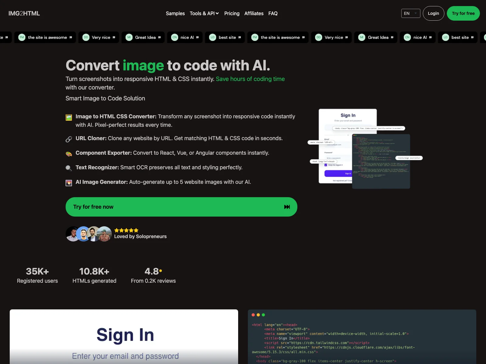 IMG2HTML: Transform Images to HTML & CSS with AI