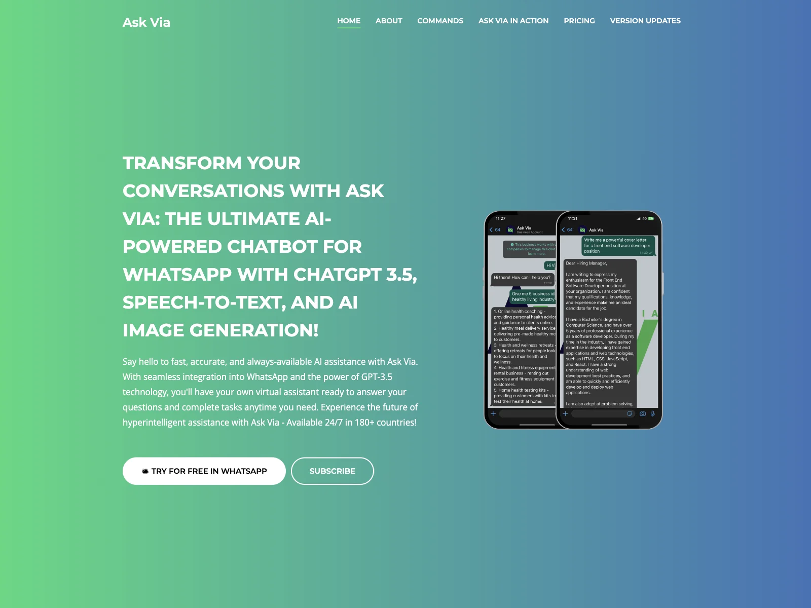 Ask Via: The Ultimate AI-Powered Chatbot for WhatsApp