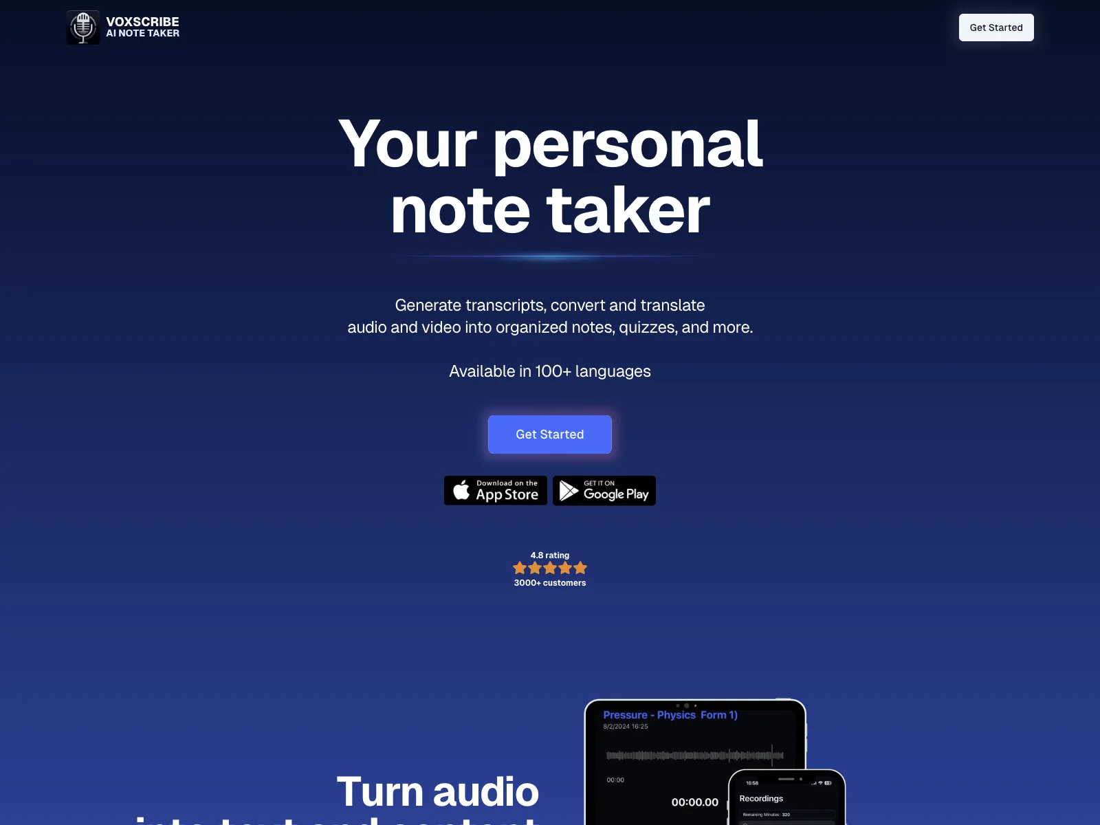 Voxscribe: Transform Audio into Organized Content