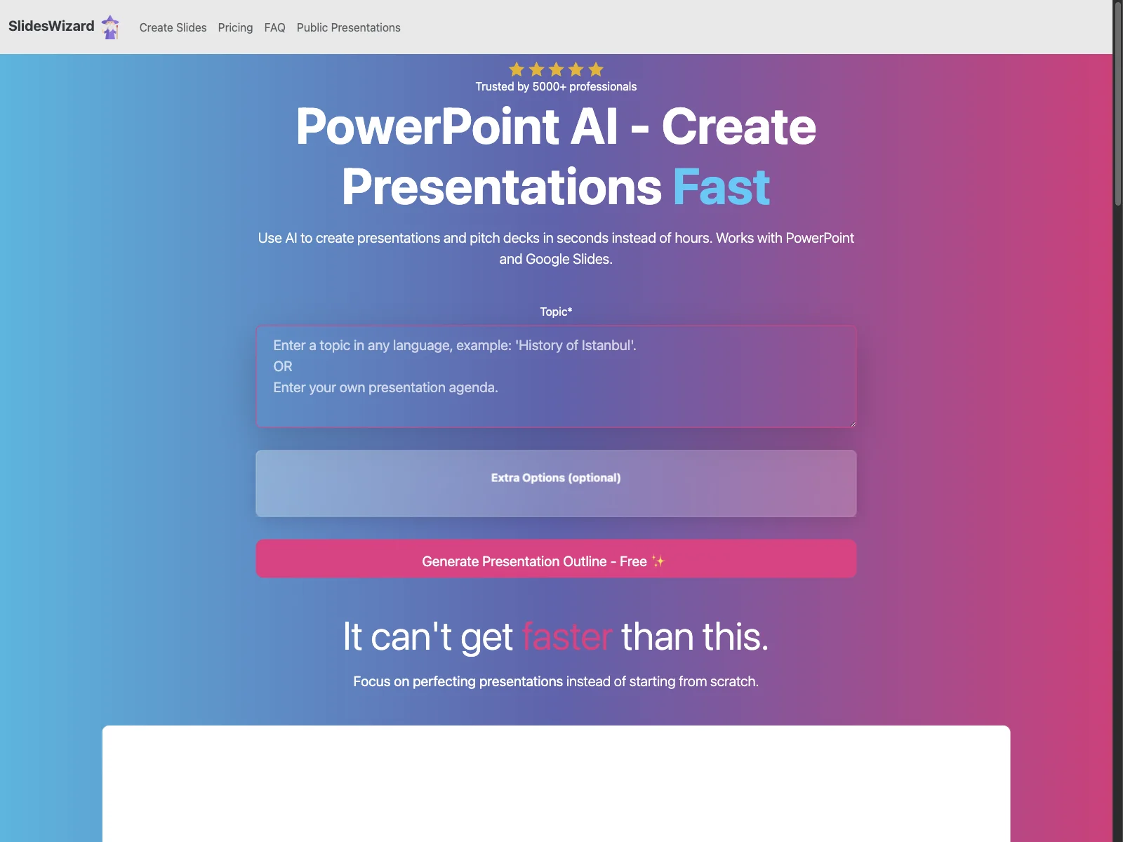 SlidesWizard: AI-Powered Presentations in Seconds - Free Option Available