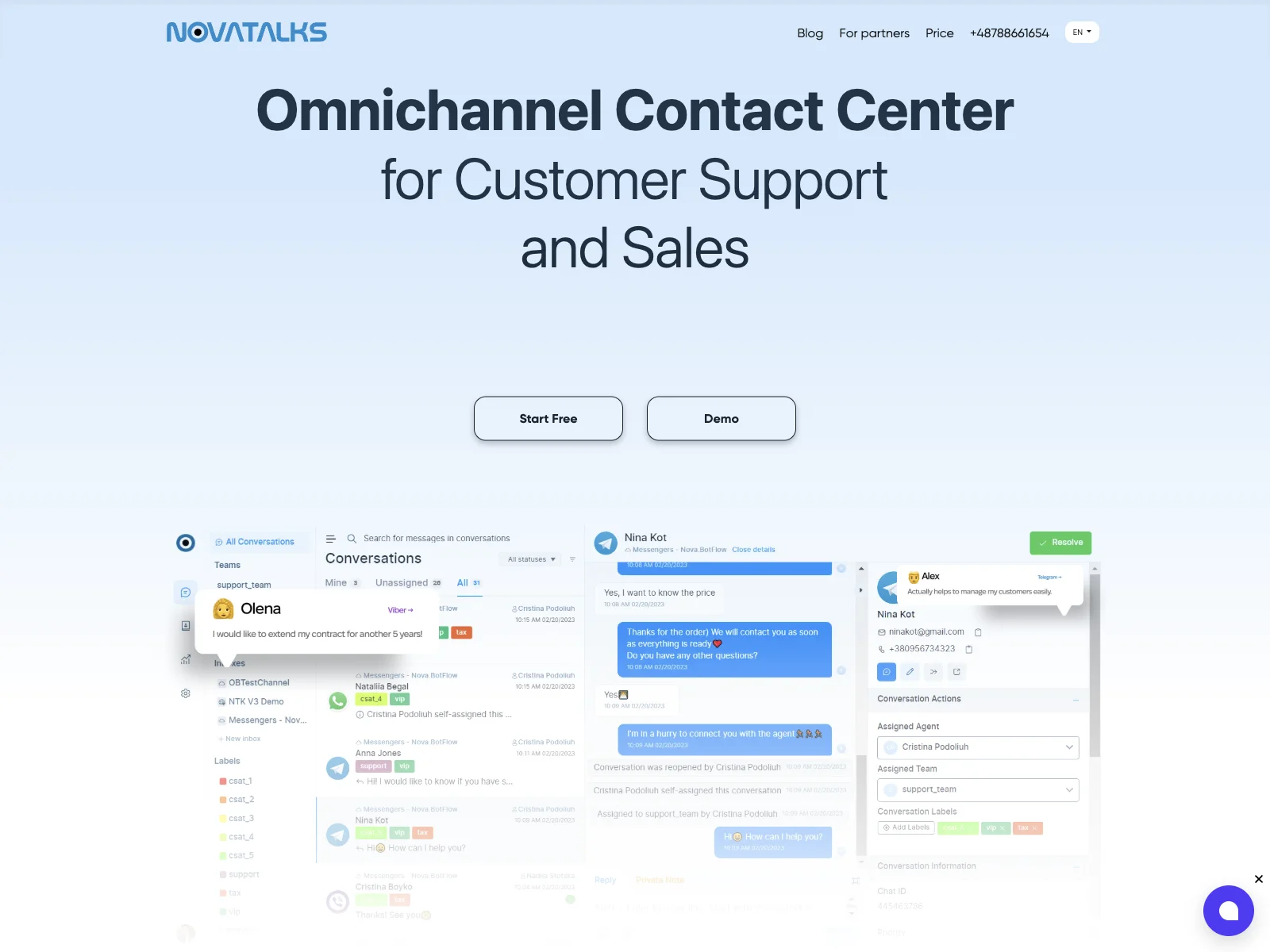 NovaTalks.AI: Omnichannel Solution for Enhanced Customer Support & Sales