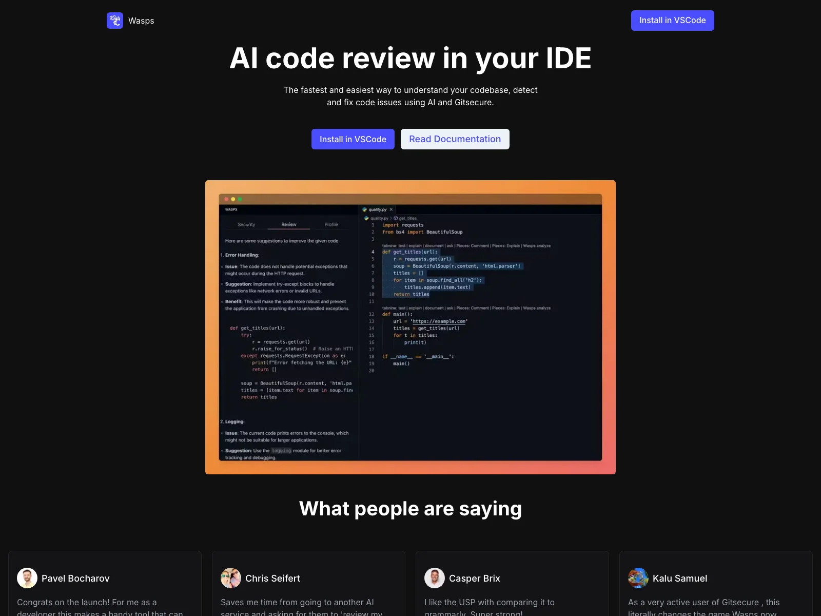 Wasps: Revolutionizing Code Review with AI in VSCode