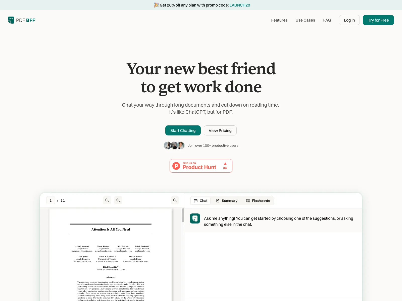 PDF BFF: Your AI-Powered Companion for Effortless PDF Document Interaction and Productivity Boost