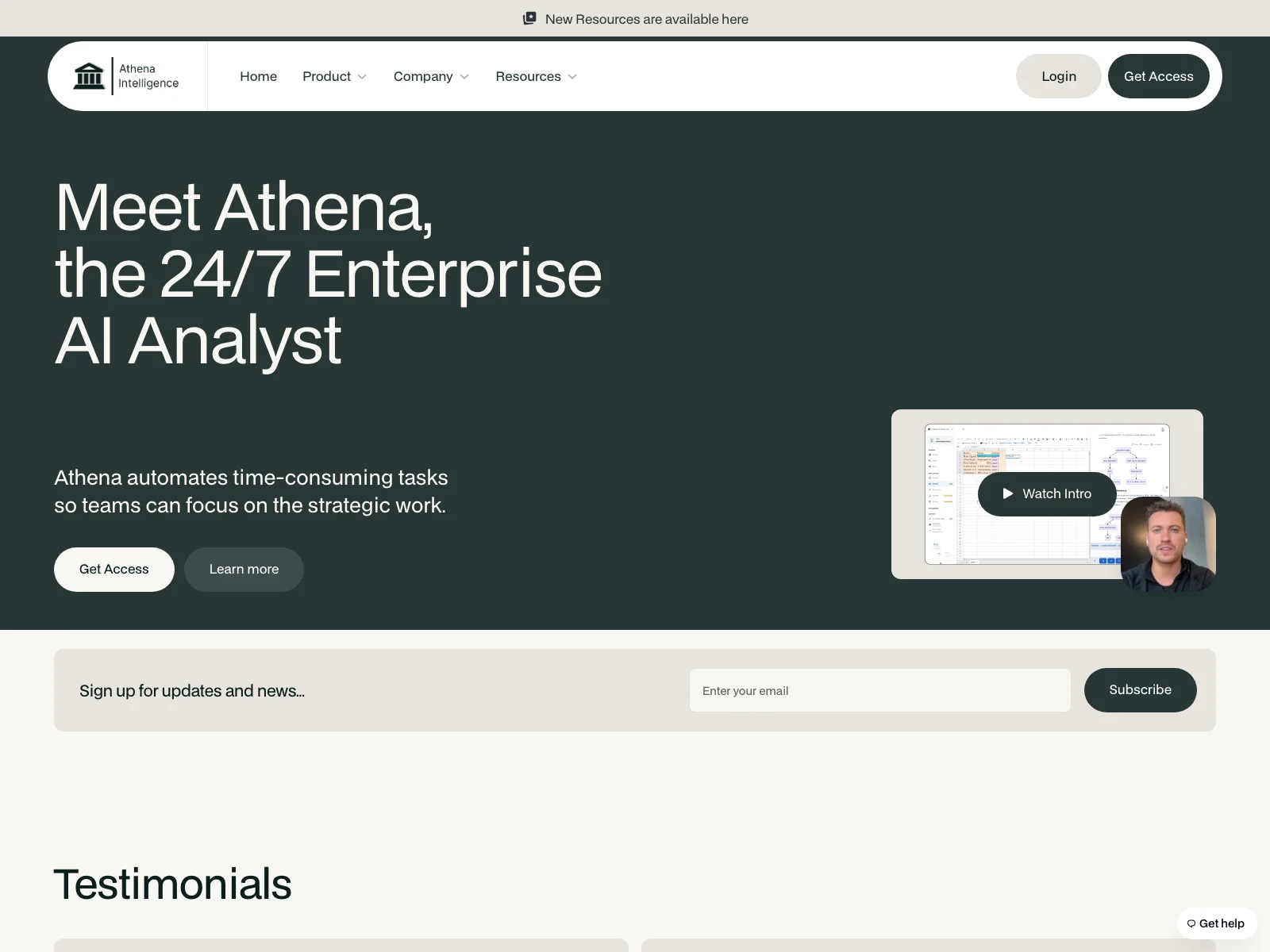 Athena Intelligence: Empowering Enterprises with AI Analytics