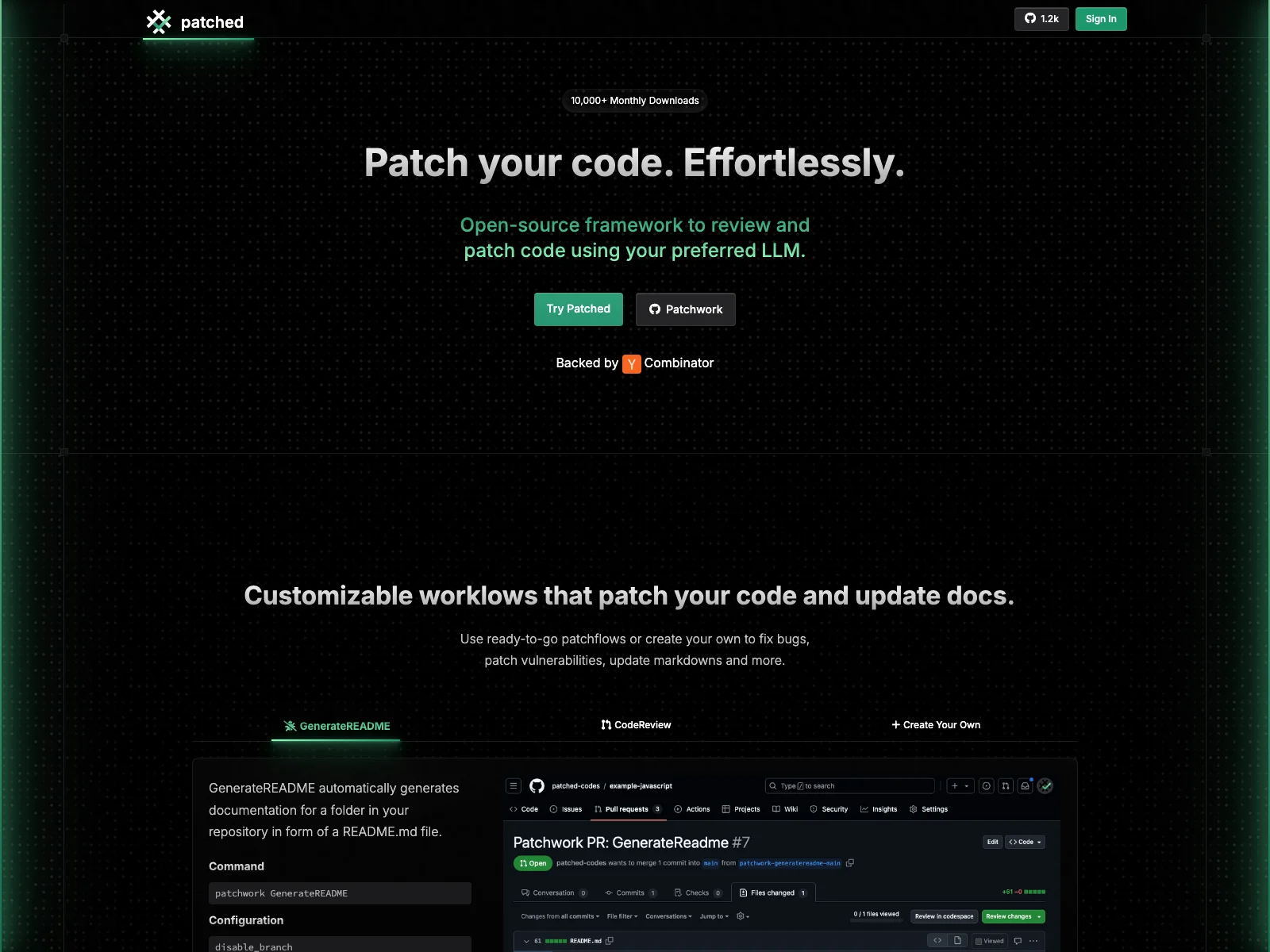 Patched: Effortlessly Patch Your Code with Customizable Workflows