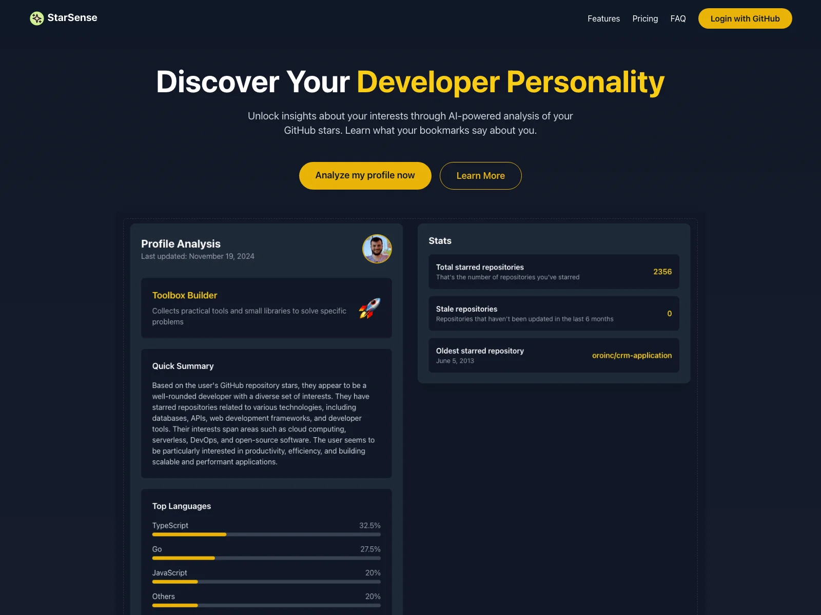 StarSense - Uncover Developer Insights with AI