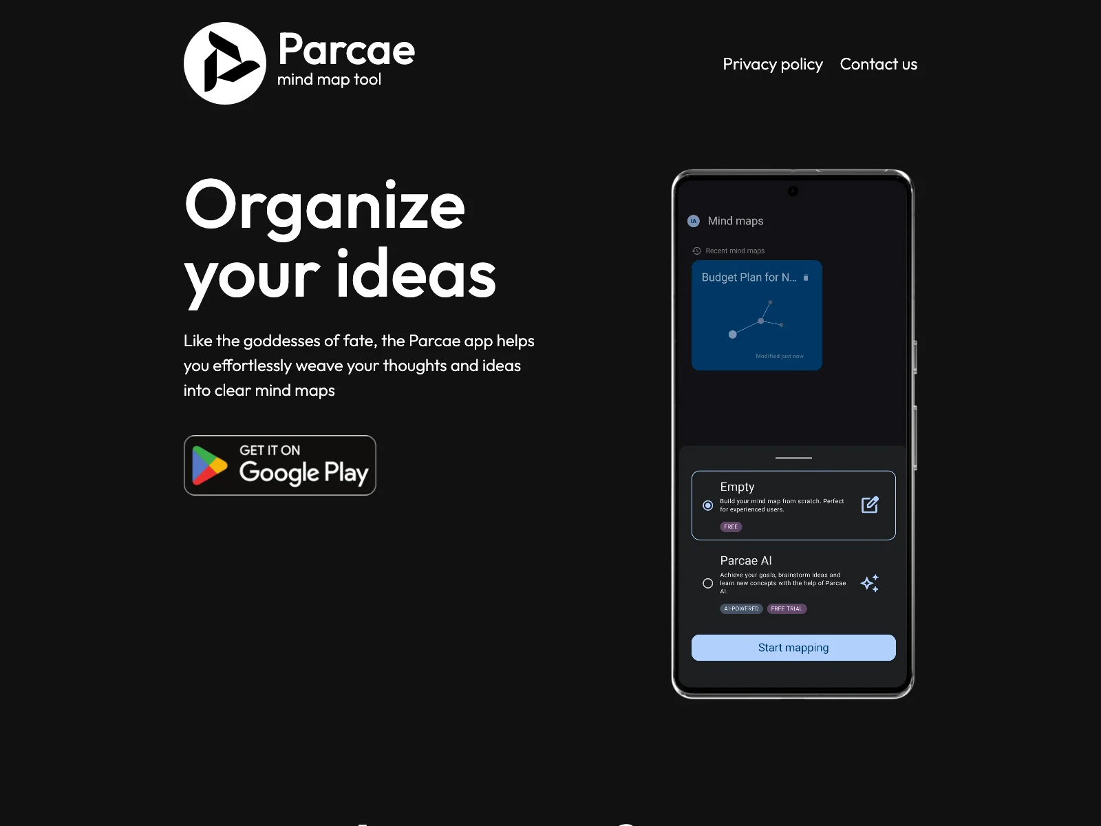 Parcae: The AI Mind Map Tool for Effortless Thought Organization