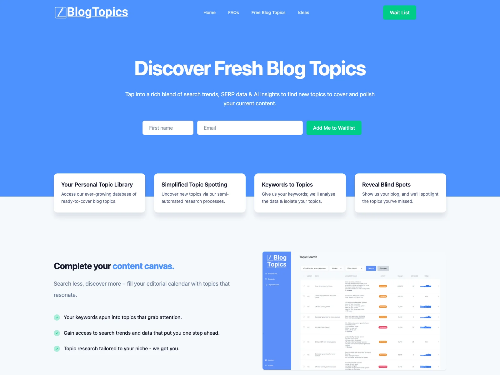 BlogTopics: Discover Uncovered Blog Topics with AI Insights