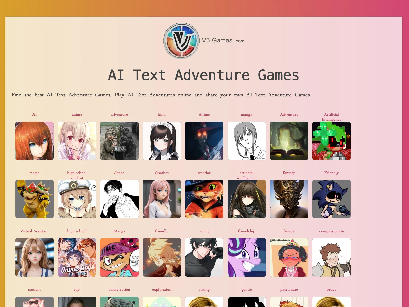 V5 Games AI Chat - Immersive Text Adventure Games