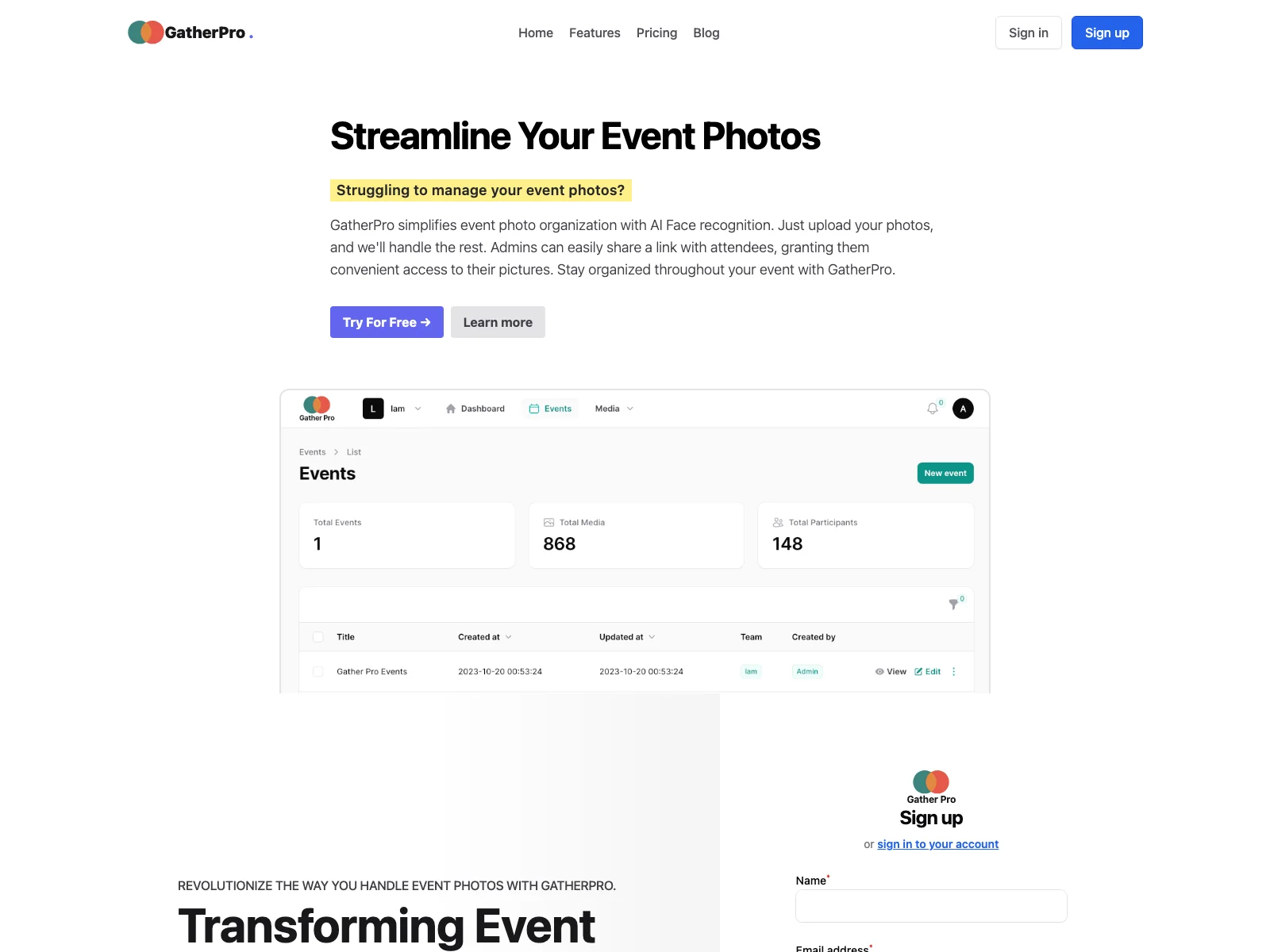 GatherPro - Simplifying Event Photo Management with AI