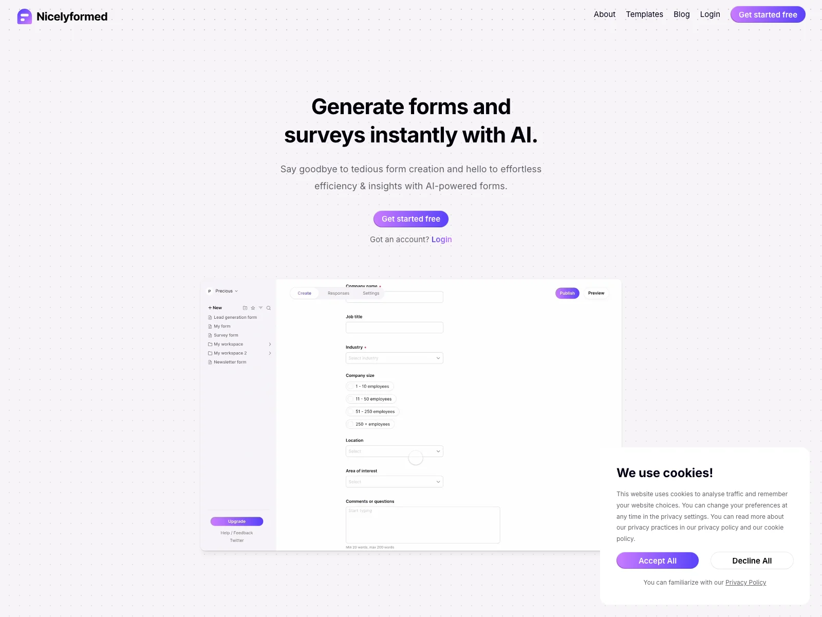 Nicelyformed: Create AI-Powered Forms for Effortless Insights