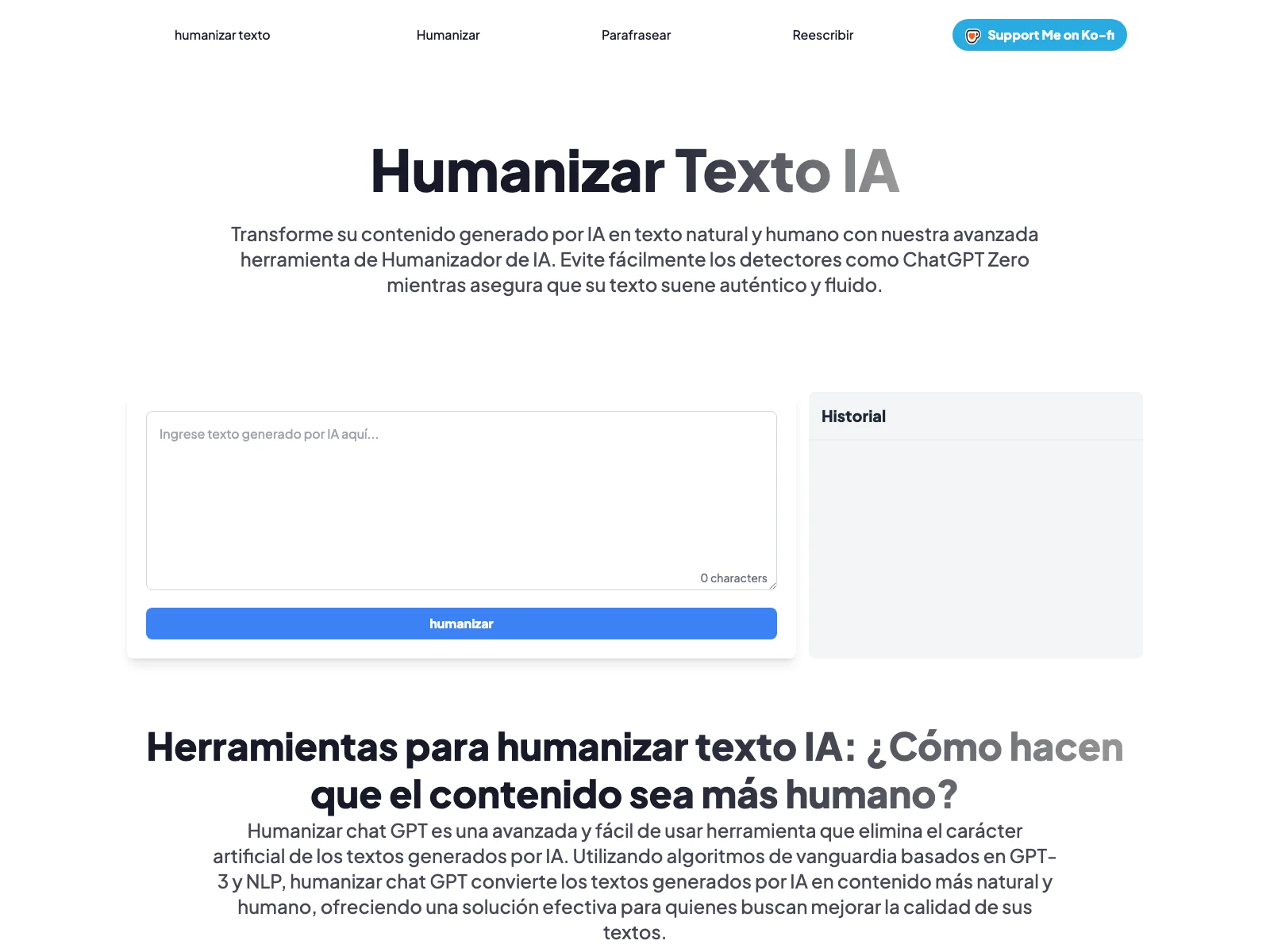 「Humanizar Texto IA」：無料で登録不要のテキスト処理ツール