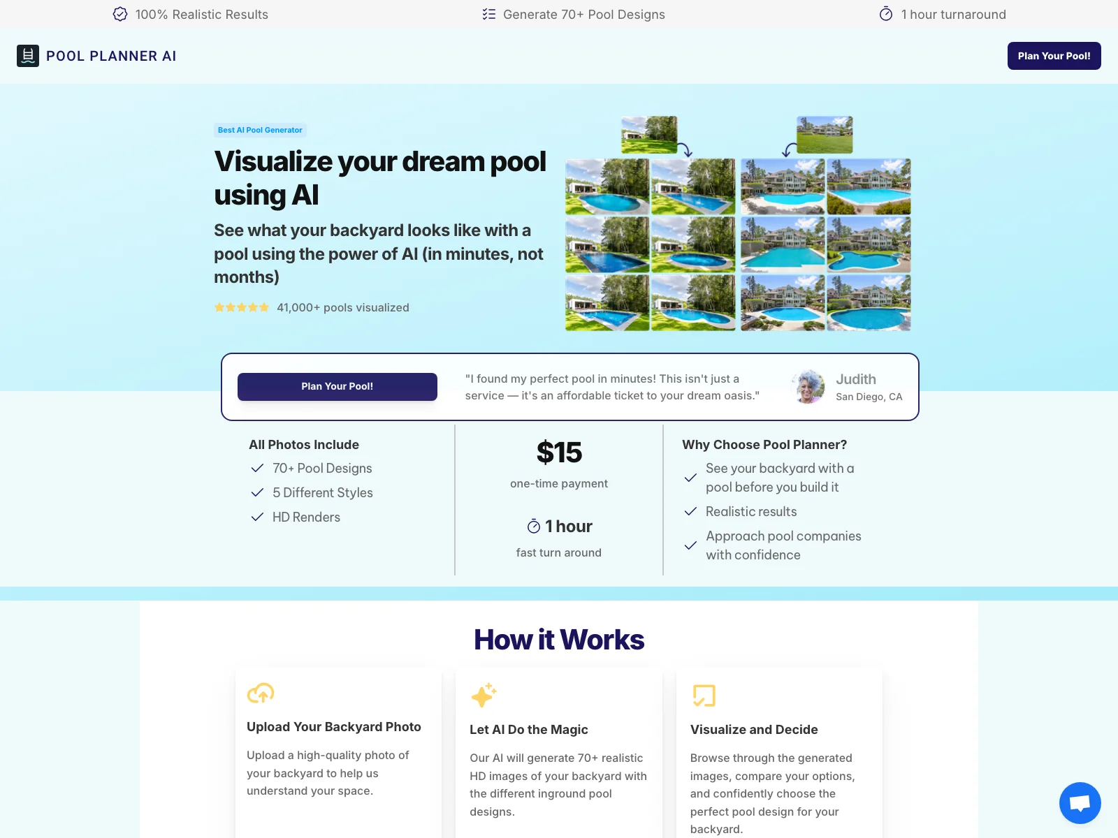 Pool Planner AI: Design Your Dream Pool with Realistic Visualizations and Save Time & Money