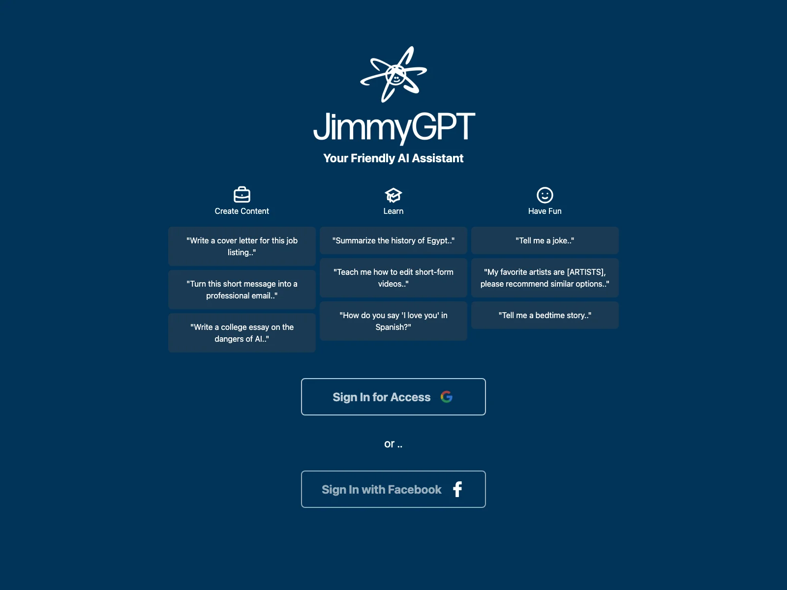 JimmyGPT: Your AI Assistant for Content Creation, Learning, and Fun