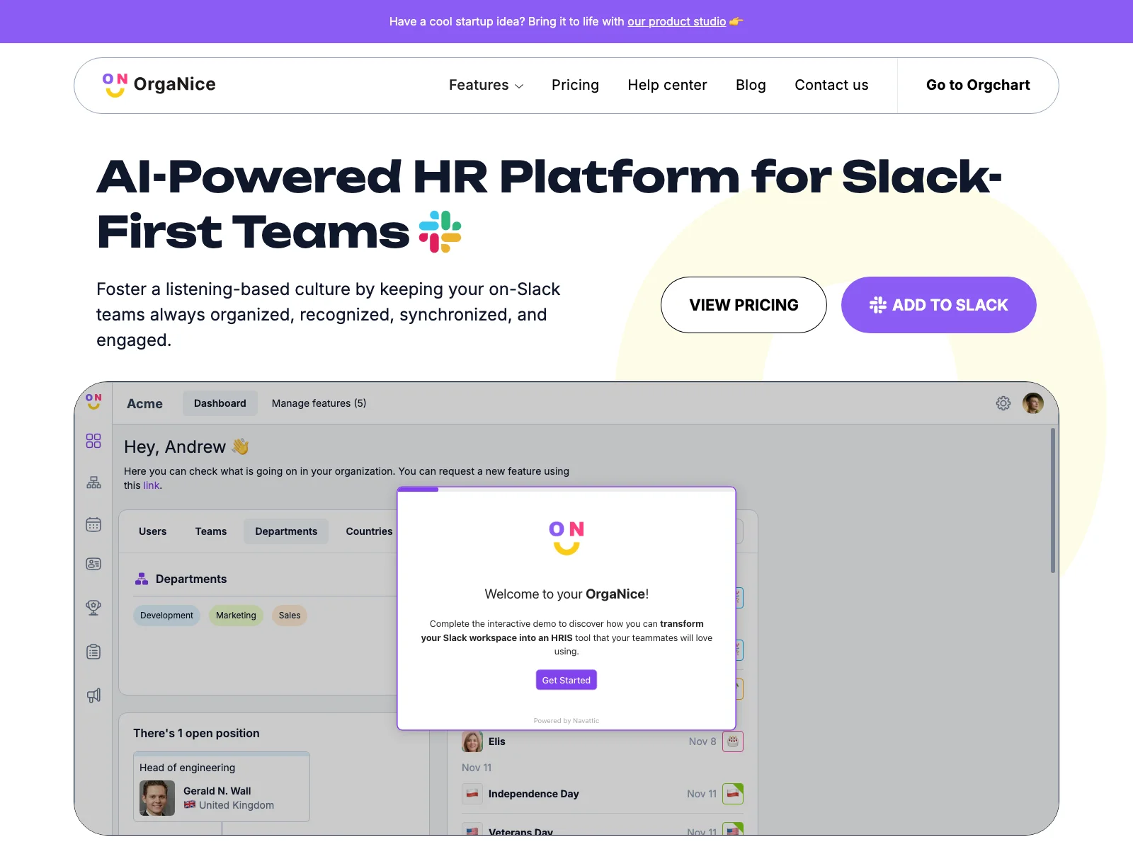 OrgaNice: Empowering Slack-First Teams with AI-Powered HR Solutions