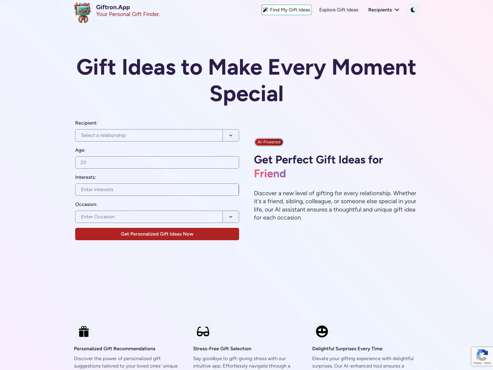 Find the Perfect Gift with AI - Giftron.App