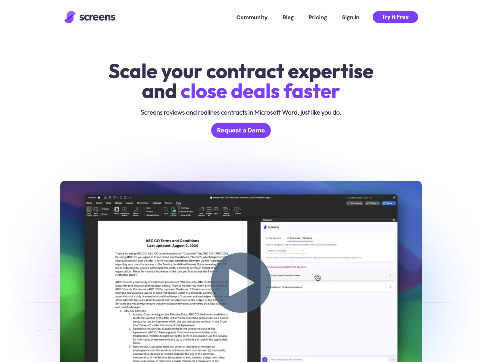 Screens: AI-Powered Contract Review for Faster Deal Closures
