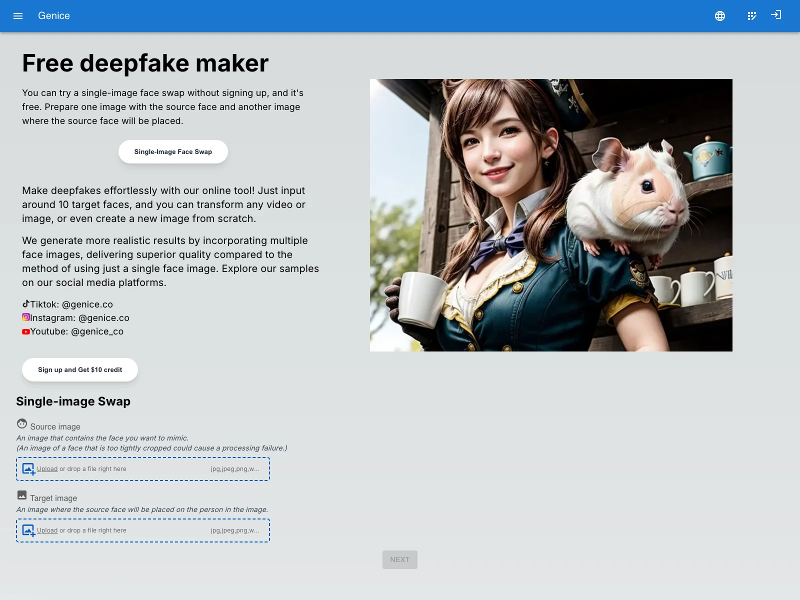 Genice Free Deepfake Maker: Effortless Face Swaps and More