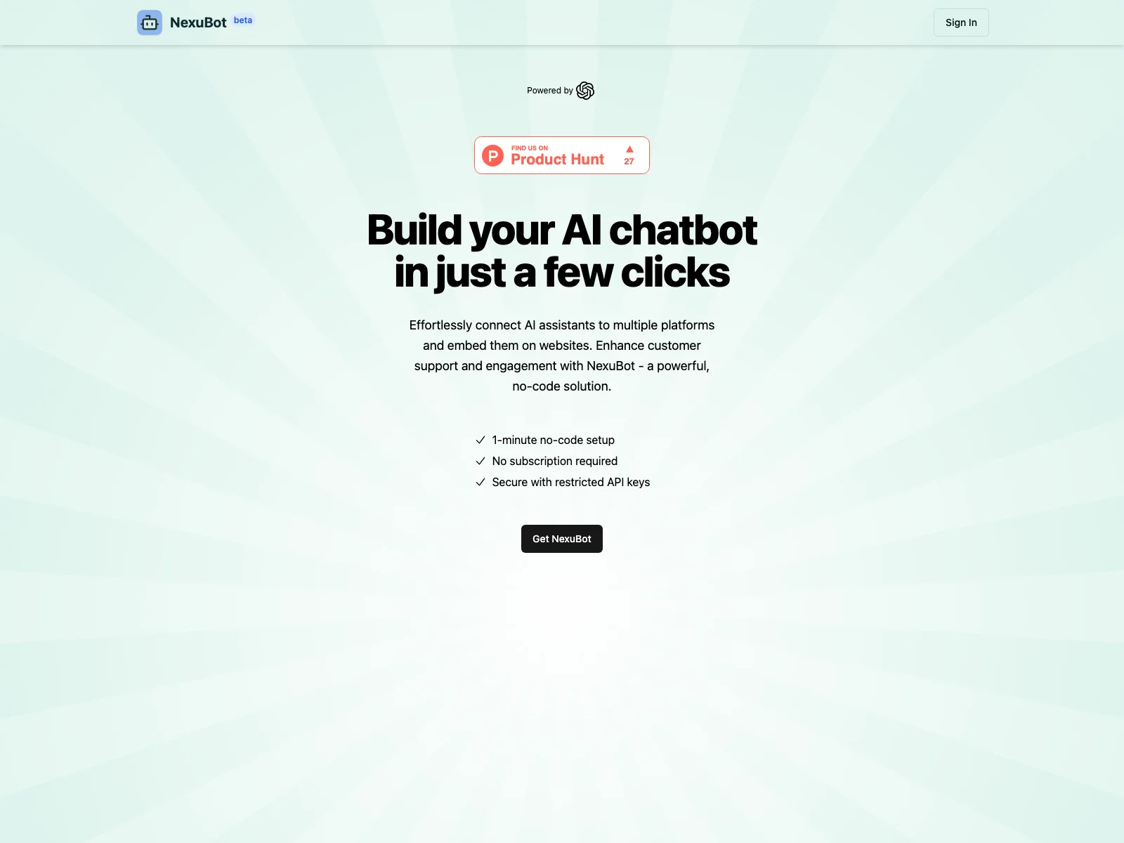 NexuBot: Effortless AI Chatbot Creation with Unlimited Benefits