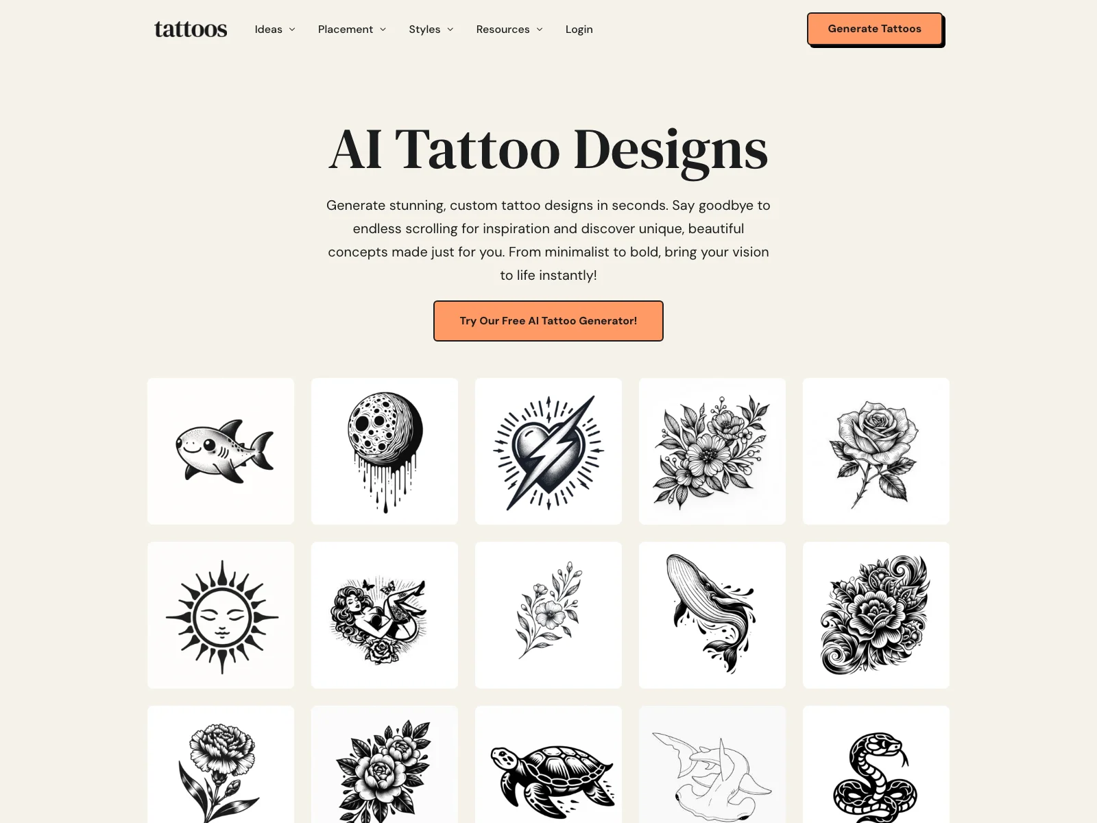 Create Stunning Tattoo Designs with AI - Tattoos.ai