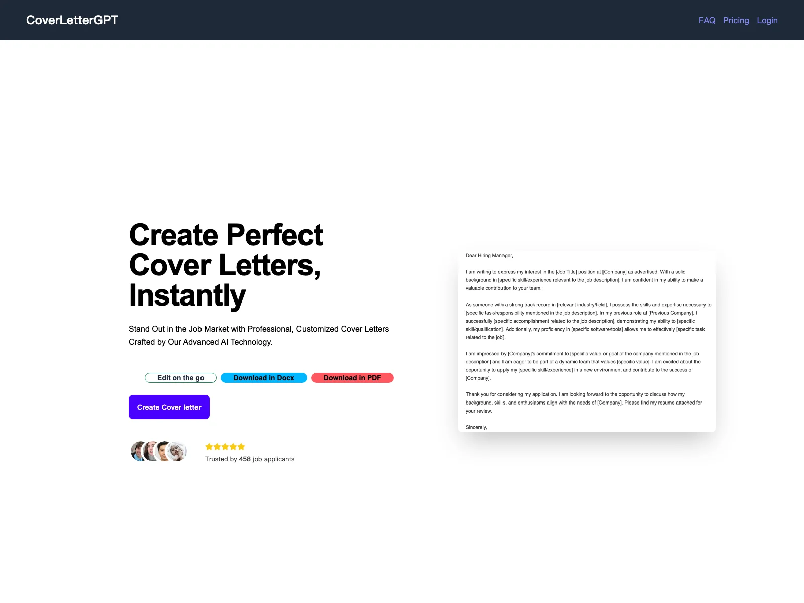 CoverLetterGPT: Create Professional Cover Letters with AI