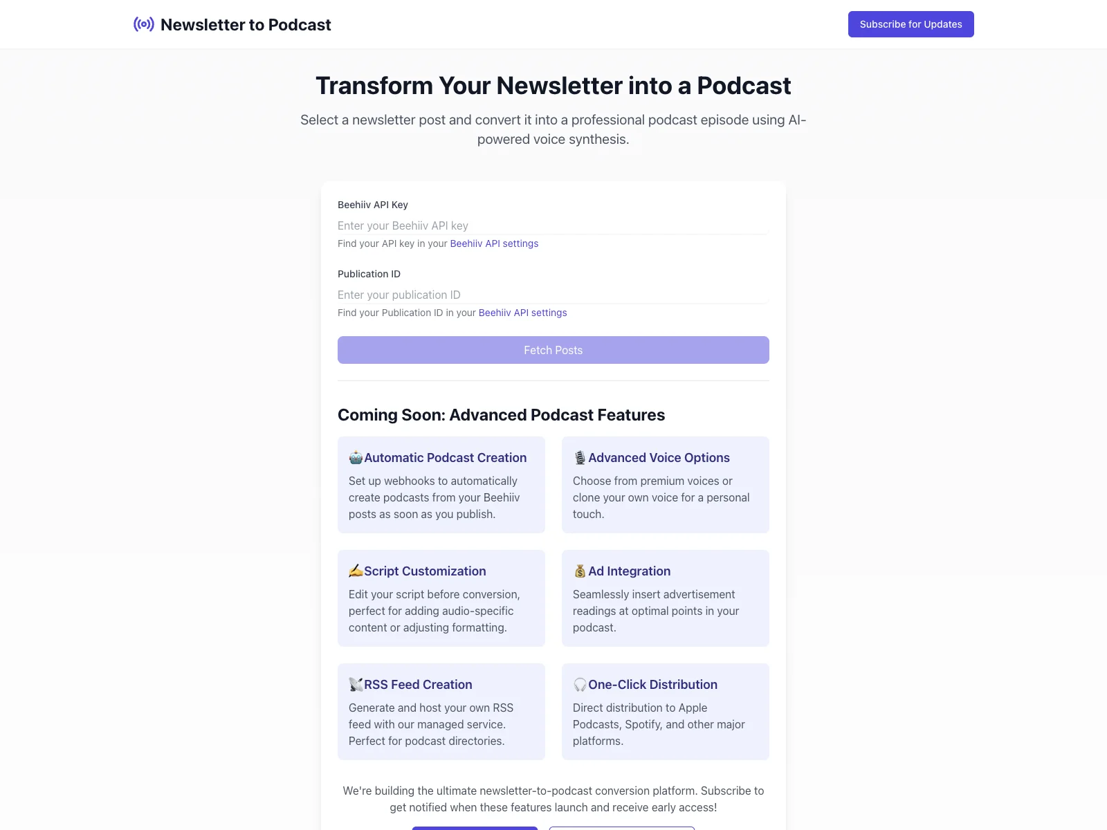 Transform Your Newsletter into Engaging Podcasts with Newsletter2Podcast