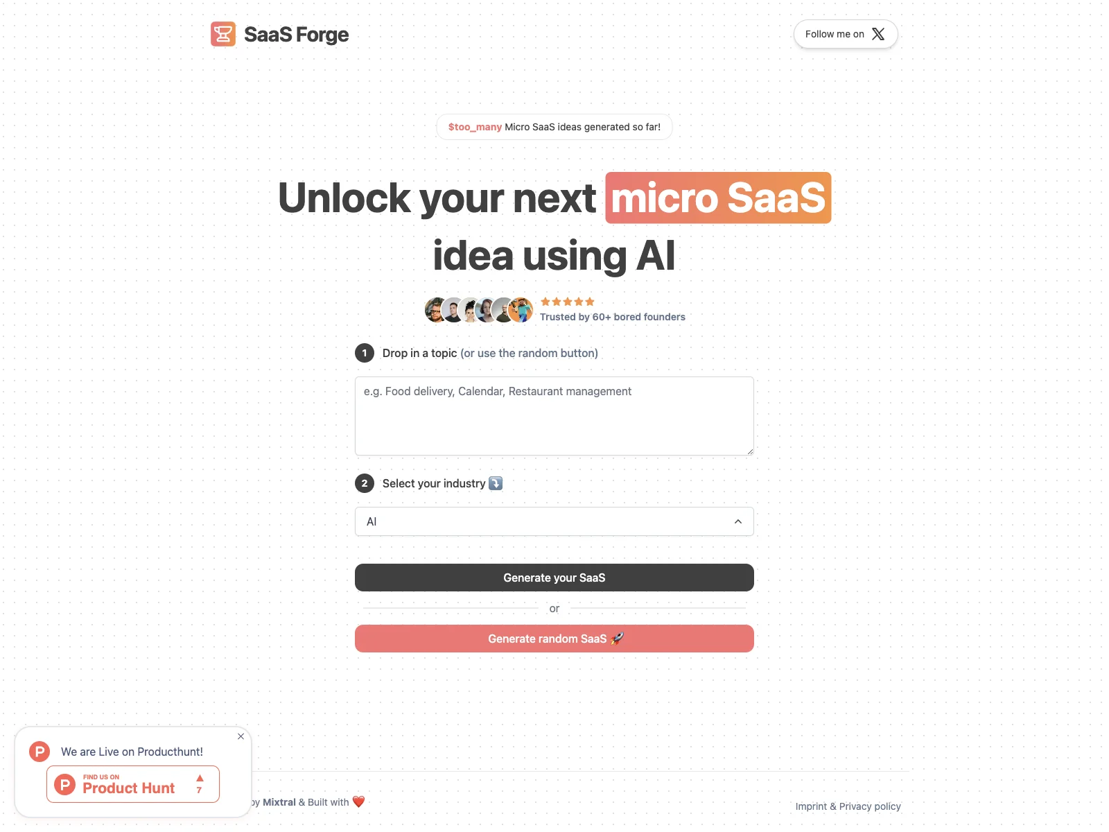 SaaS Forge: Your AI-Powered SaaS Generation Solution for Custom SaaS Creation