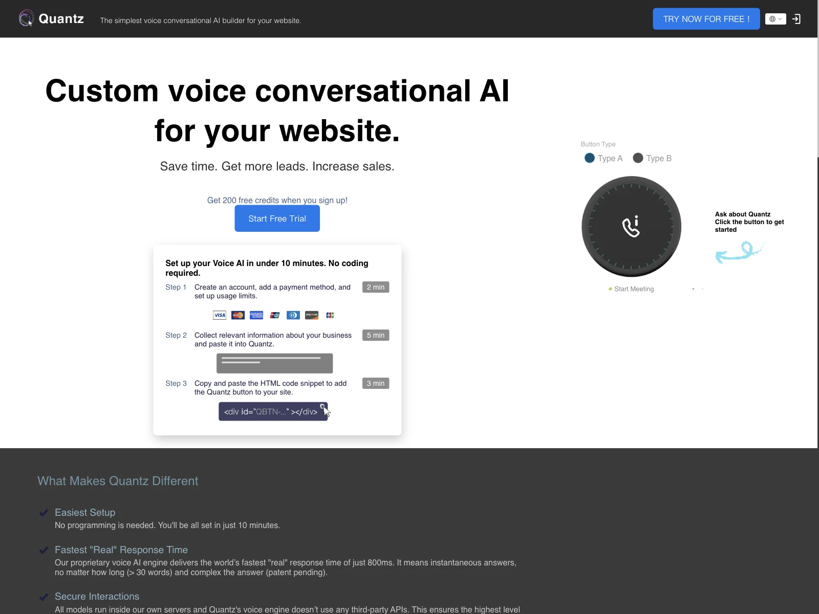 Quantz: The Ultimate Voice Conversational AI Builder for Your Website - Save Time & Boost Business