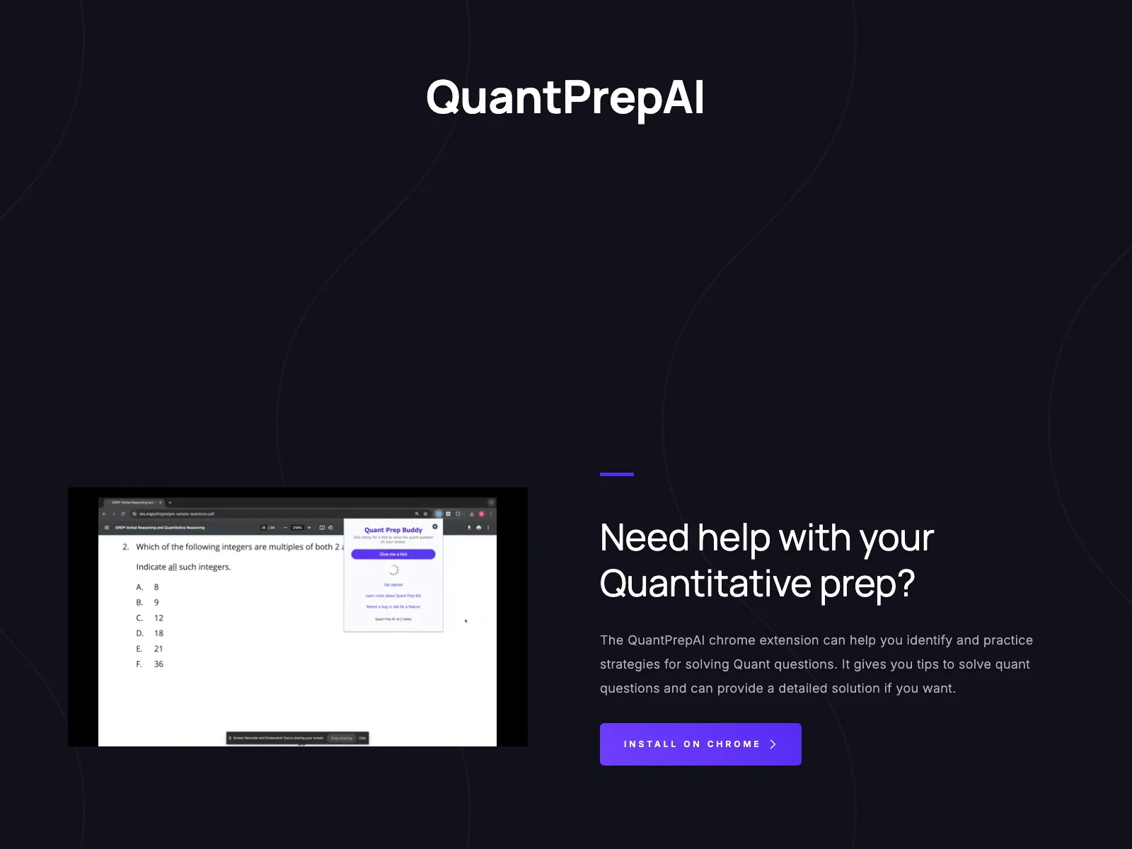 QuantPrepAI: AI Chrome Extension for Effortless GRE & GMAT Quant Prep