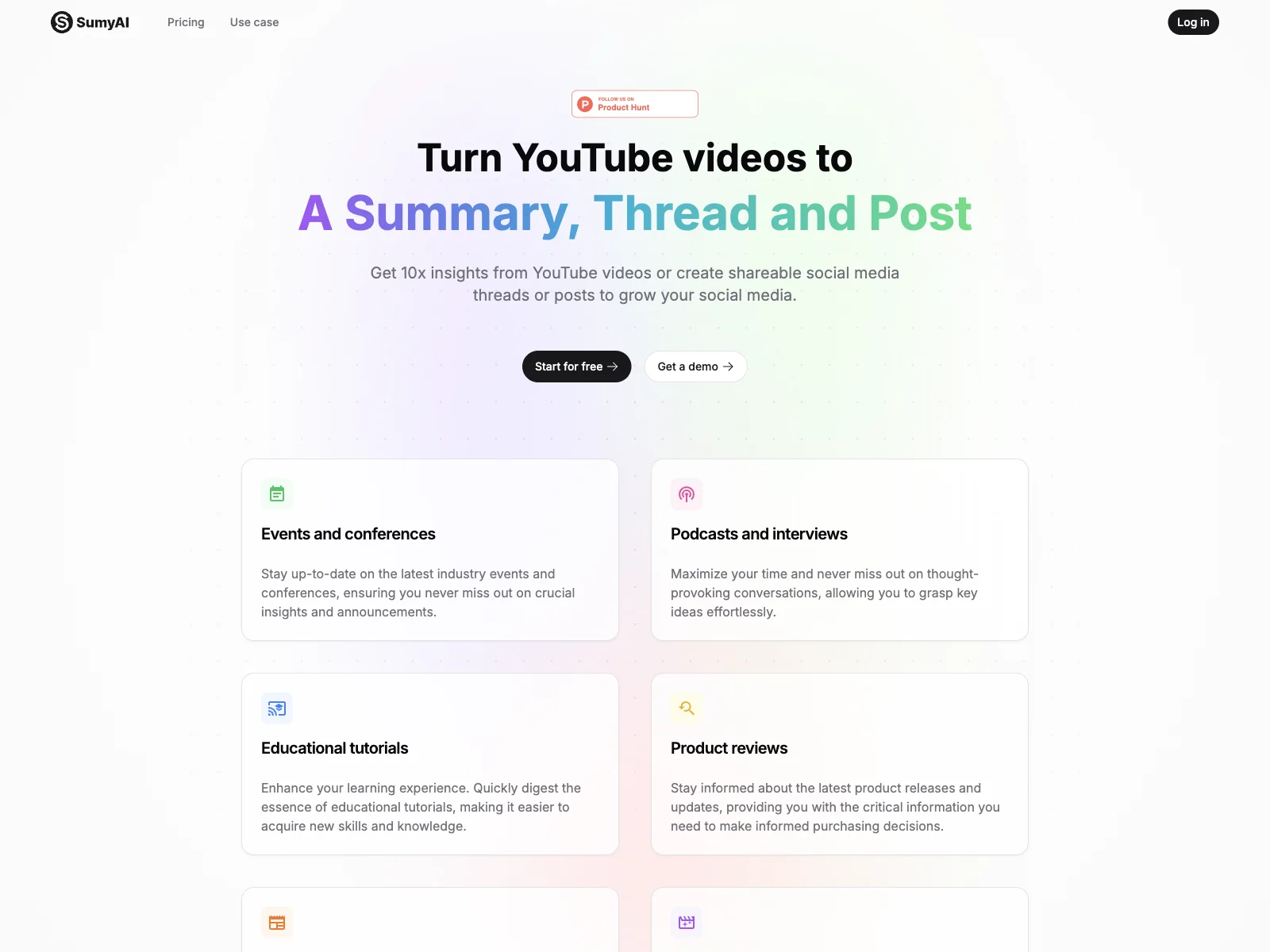 SumyAI - Transform YouTube Videos into Insights 10x Faster