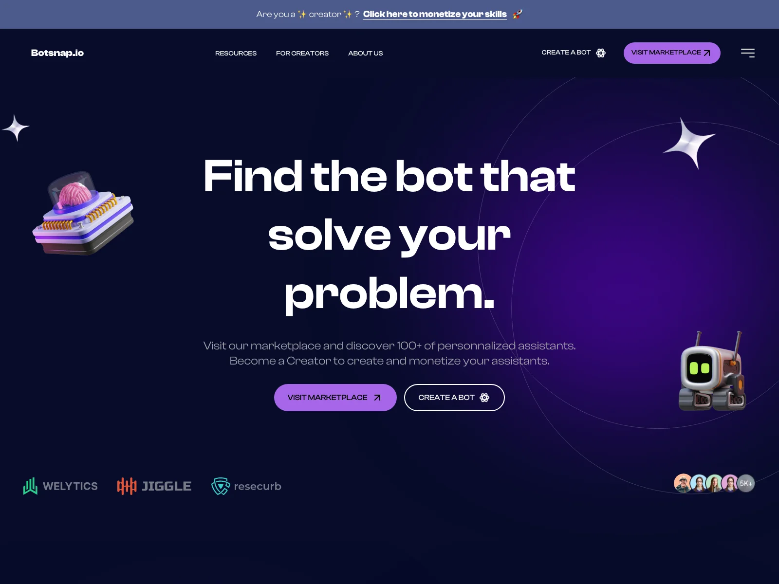 Botsnap.io: Your Gateway to the Best Custom AI Assistants for Problem Solving and Monetization