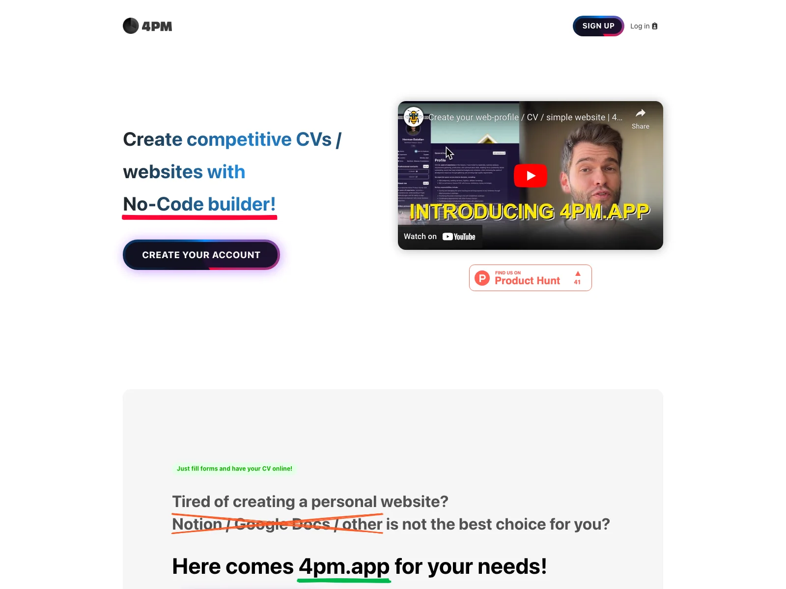 4pm.app: Create Stunning Web-Profiles & CVs with AI-Powered Ease