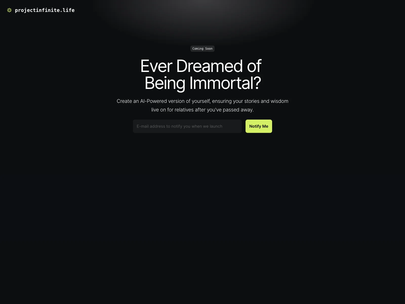 projectinfinite.life: Create an AI Version of Yourself for Eternal Legacy