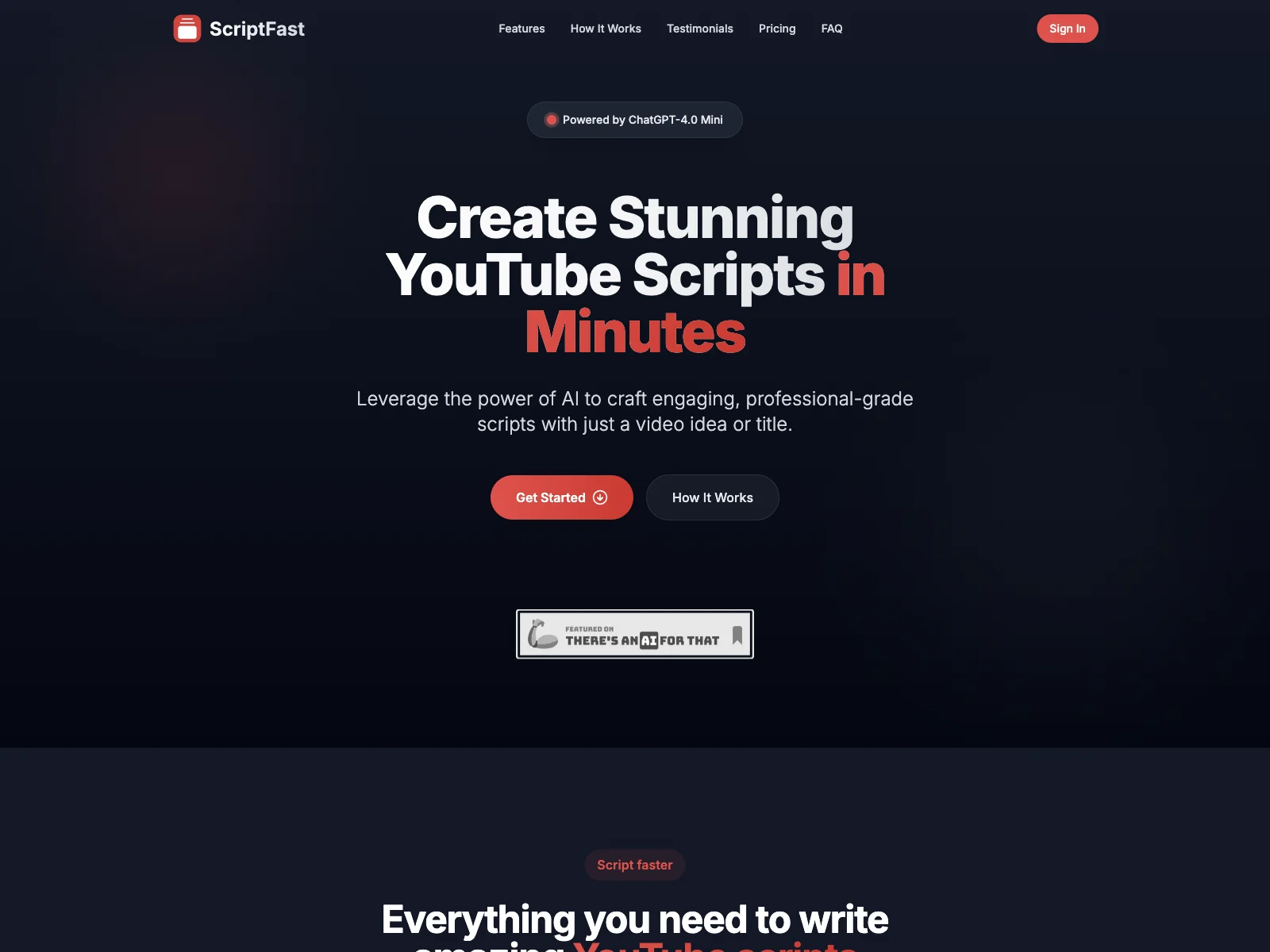 ScriptFast: Transform Your YouTube Ideas into Engaging Scripts