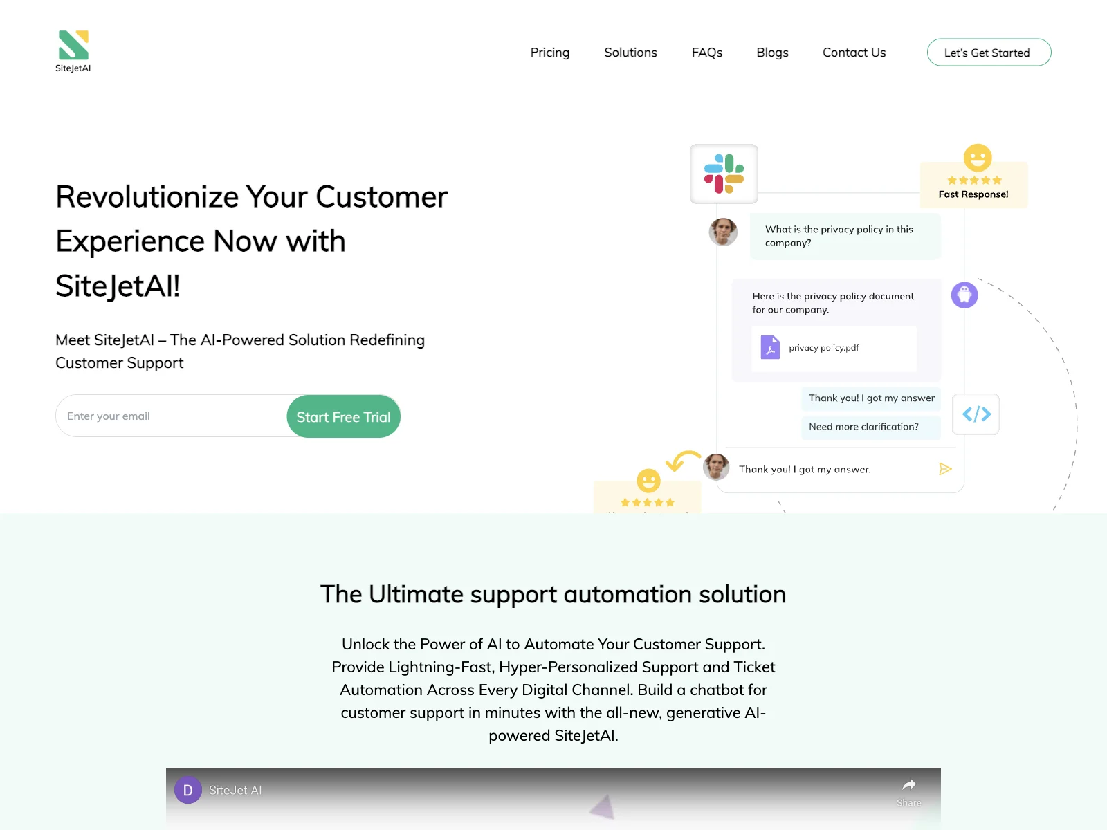 SiteJetAI: Revolutionizing Customer Support with AI