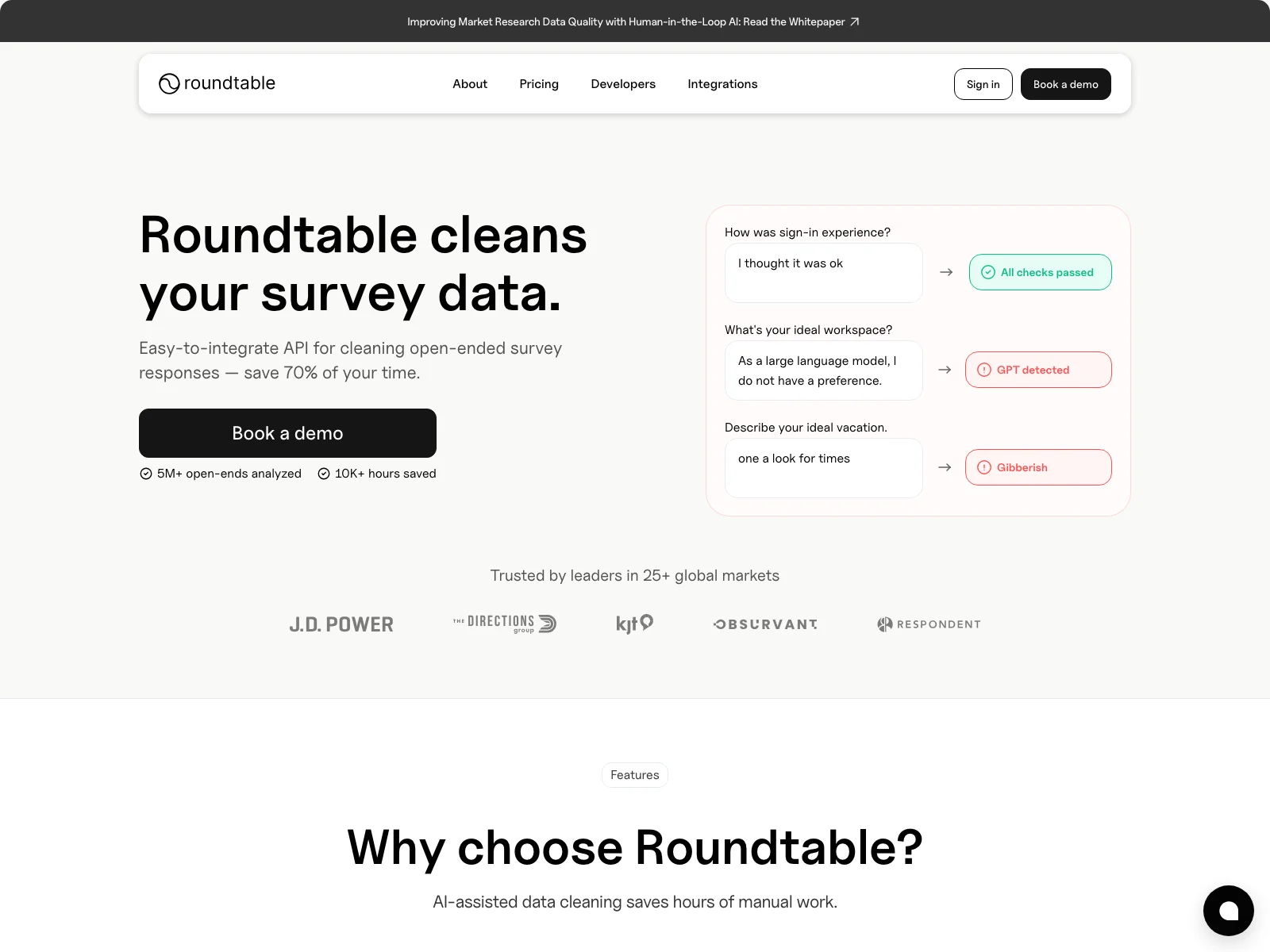 Roundtable: Enhancing Survey Data Quality with AI