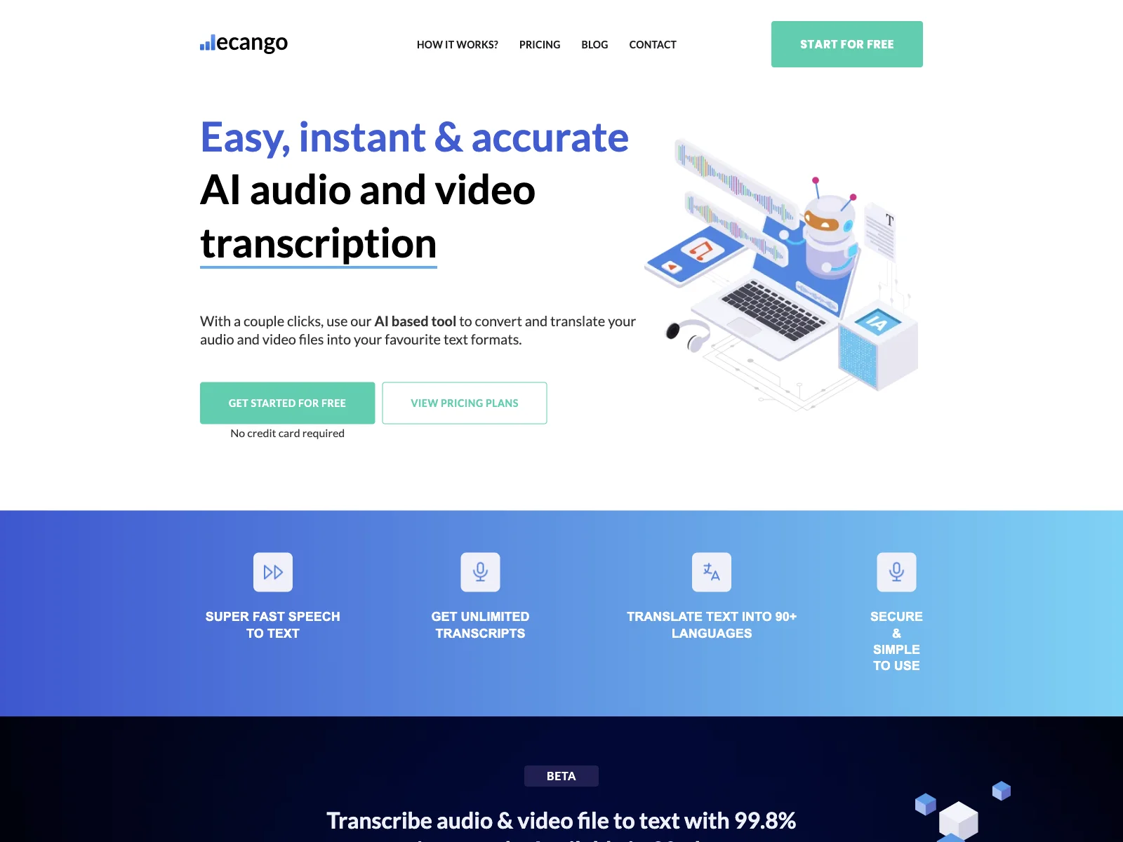 Ecango: Transform Audio & Video to Text with AI