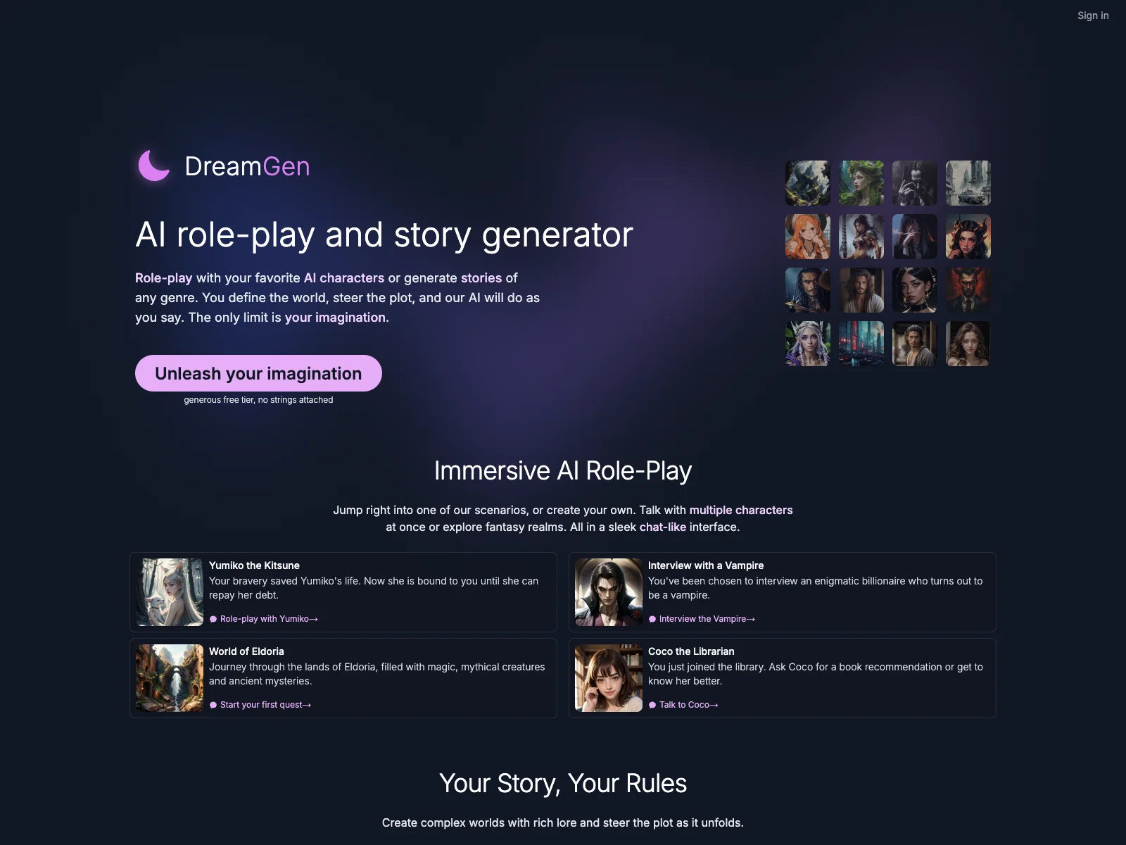 Unleash Creativity with DreamGen's AI Role-Play & Story Generator