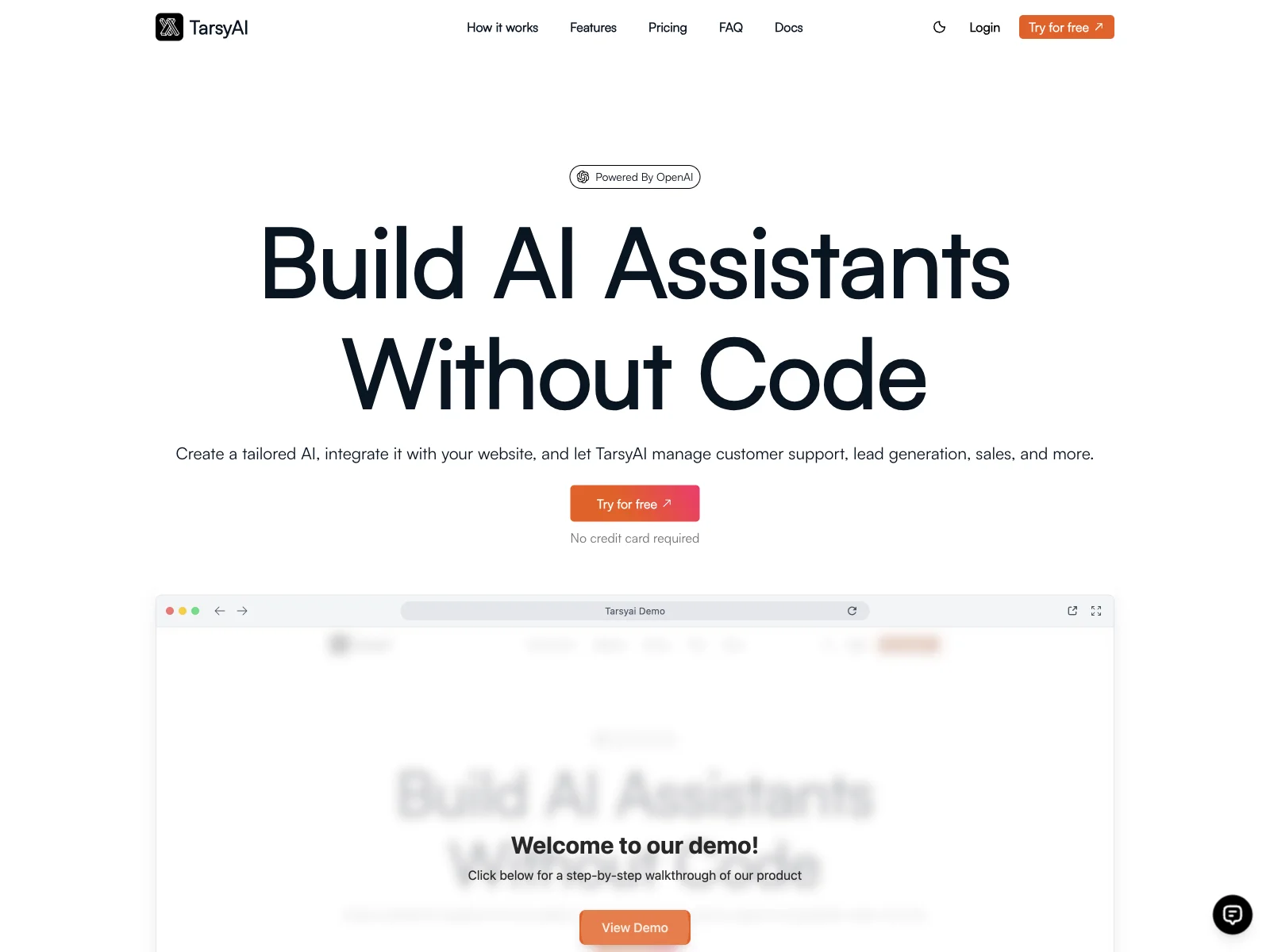 TarsyAI: Build AI Assistants Without Code for Business Success