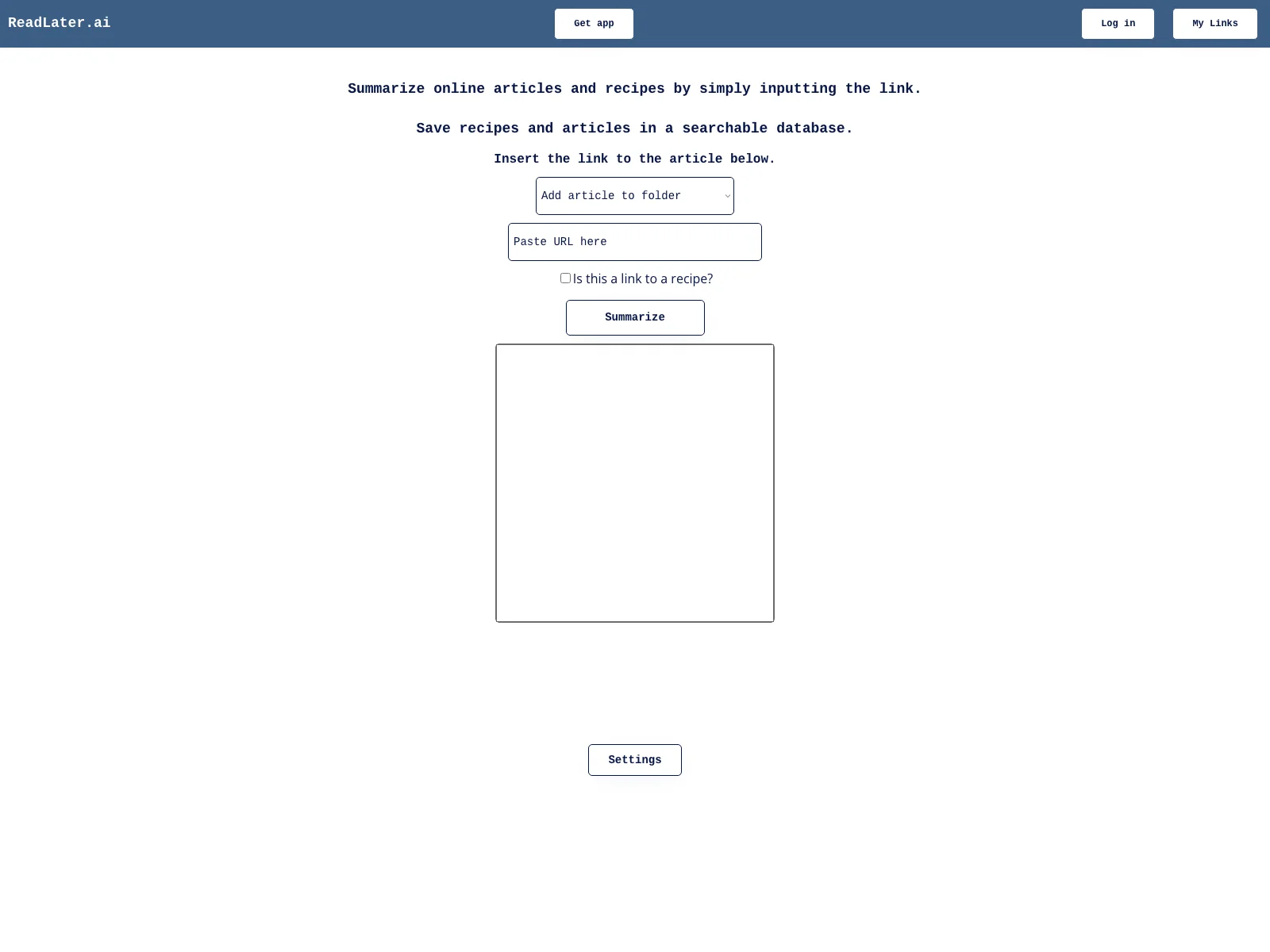 ReadLater.ai: Summarize and Save Articles & Recipes