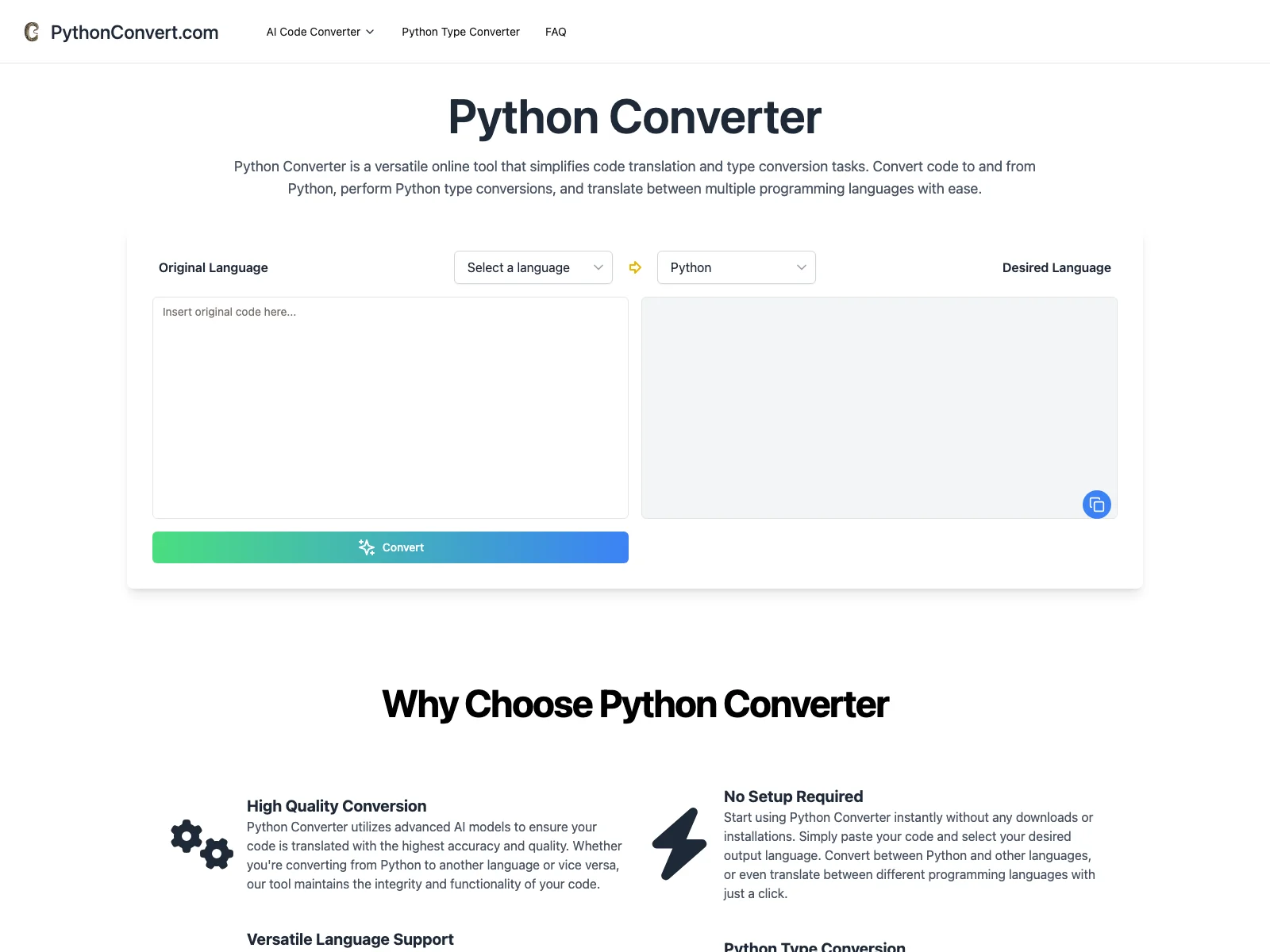 Python Converter - Streamlining Code Translation & Type Conversion