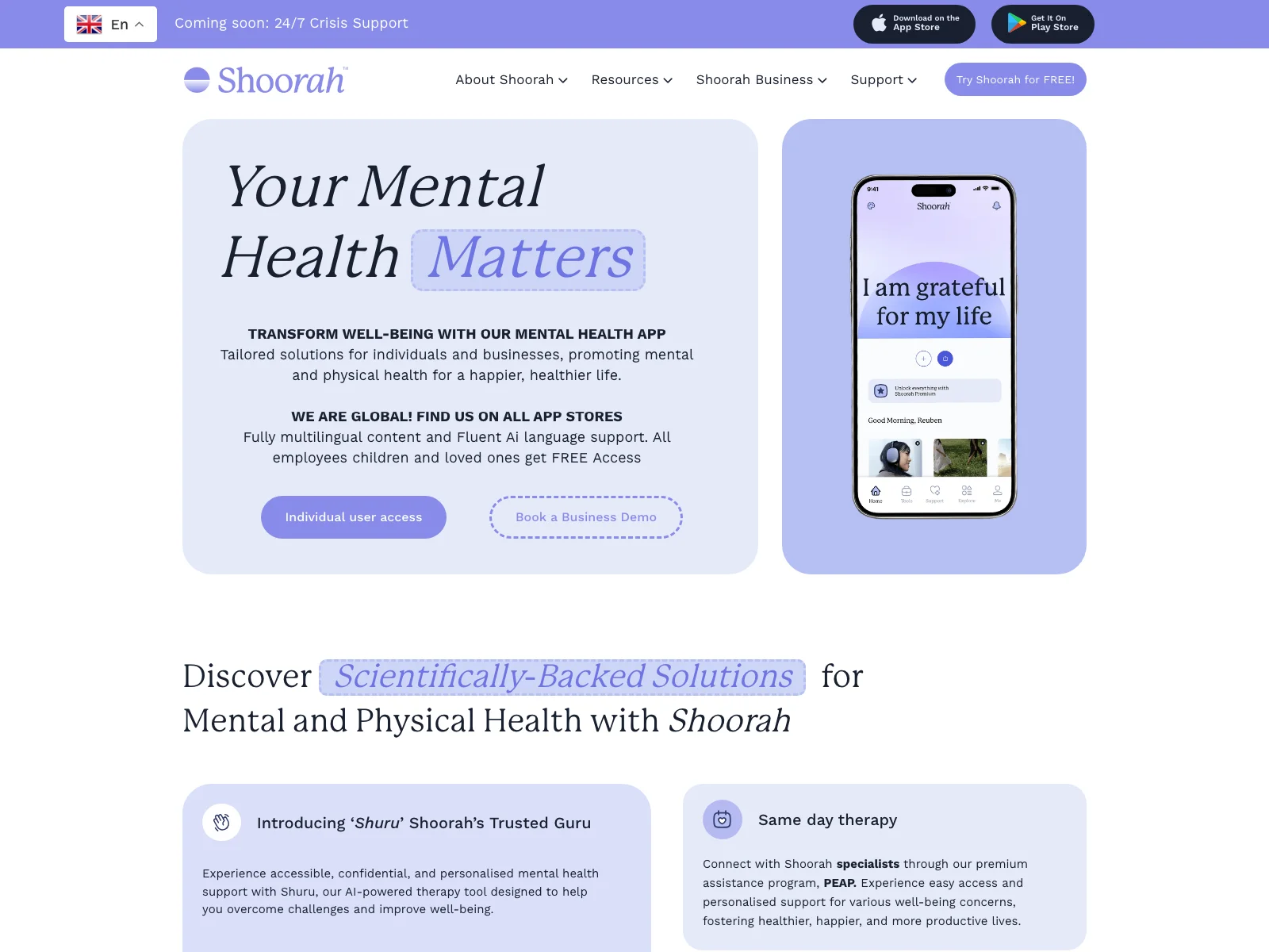 Shoorah: The Ultimate Mental Health & Well-being App